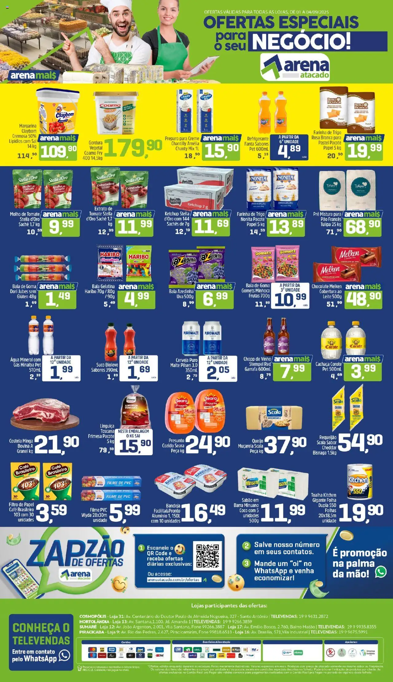 Arena Atacado folheto "Ofertas Especiais" válido a partir de 01/09/2025 - número de página 1 - Água, Pão, Leite, Cheddar, Presunto, Bandeja, Pão francês, Margarina