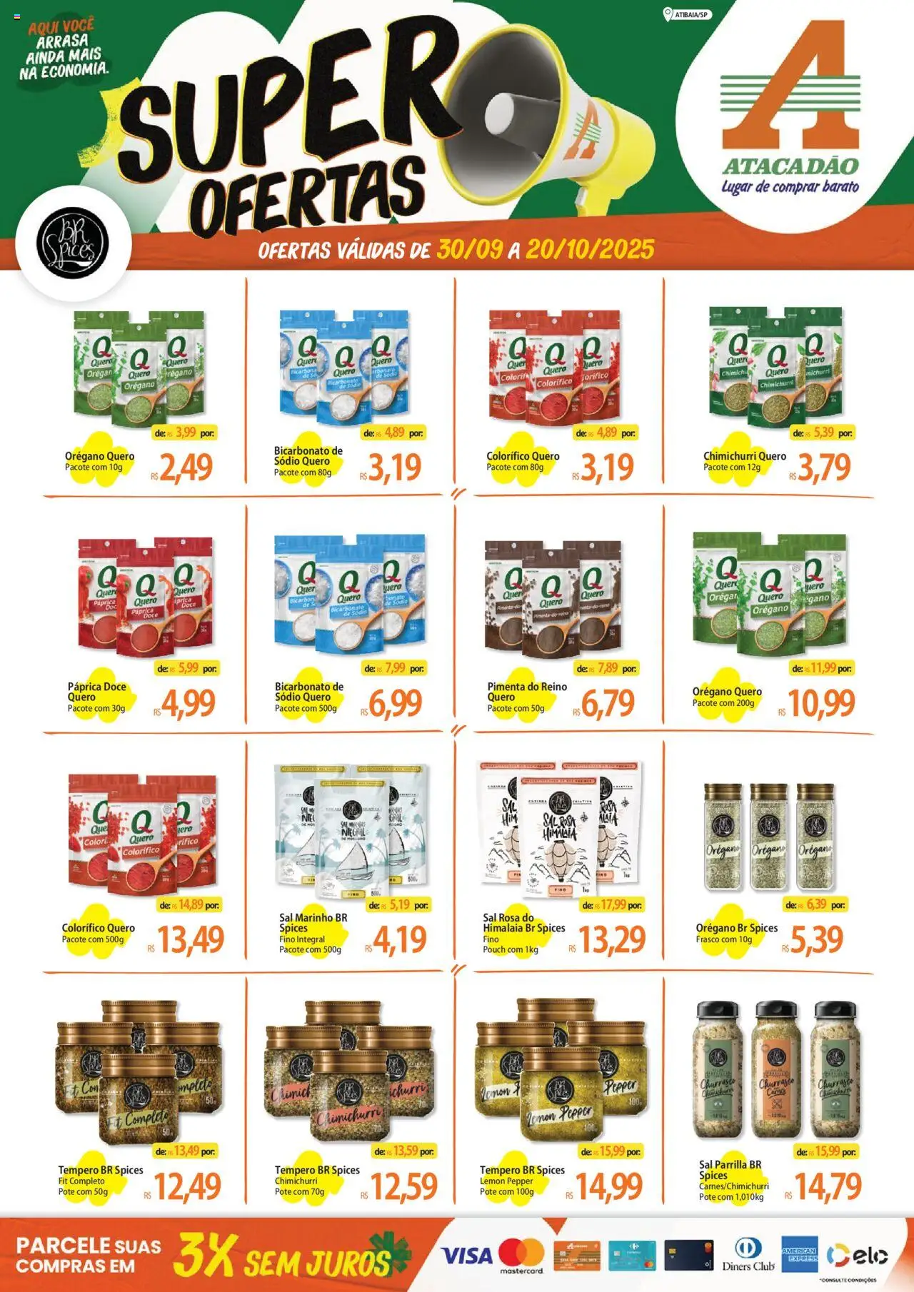 Atacadão folheto "Ofertas - SP" válido a partir de 30/09/2025 - número de página 1 - Sal, Doce, Bicarbonato de sódio, Pimenta, Orégano