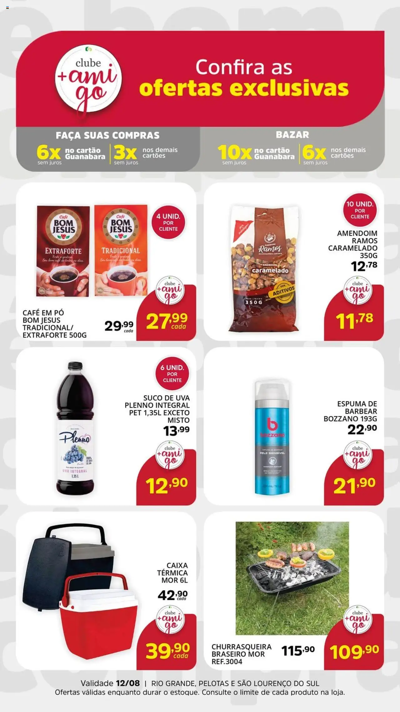 Supermercado Guanabara folheto "Ofertas Exclusivas" válido a partir de 07/08/2025 - número de página 1 - Caixa, Café, Amendoim, Uva, Suco, Caixa térmica, Pó, Faca
