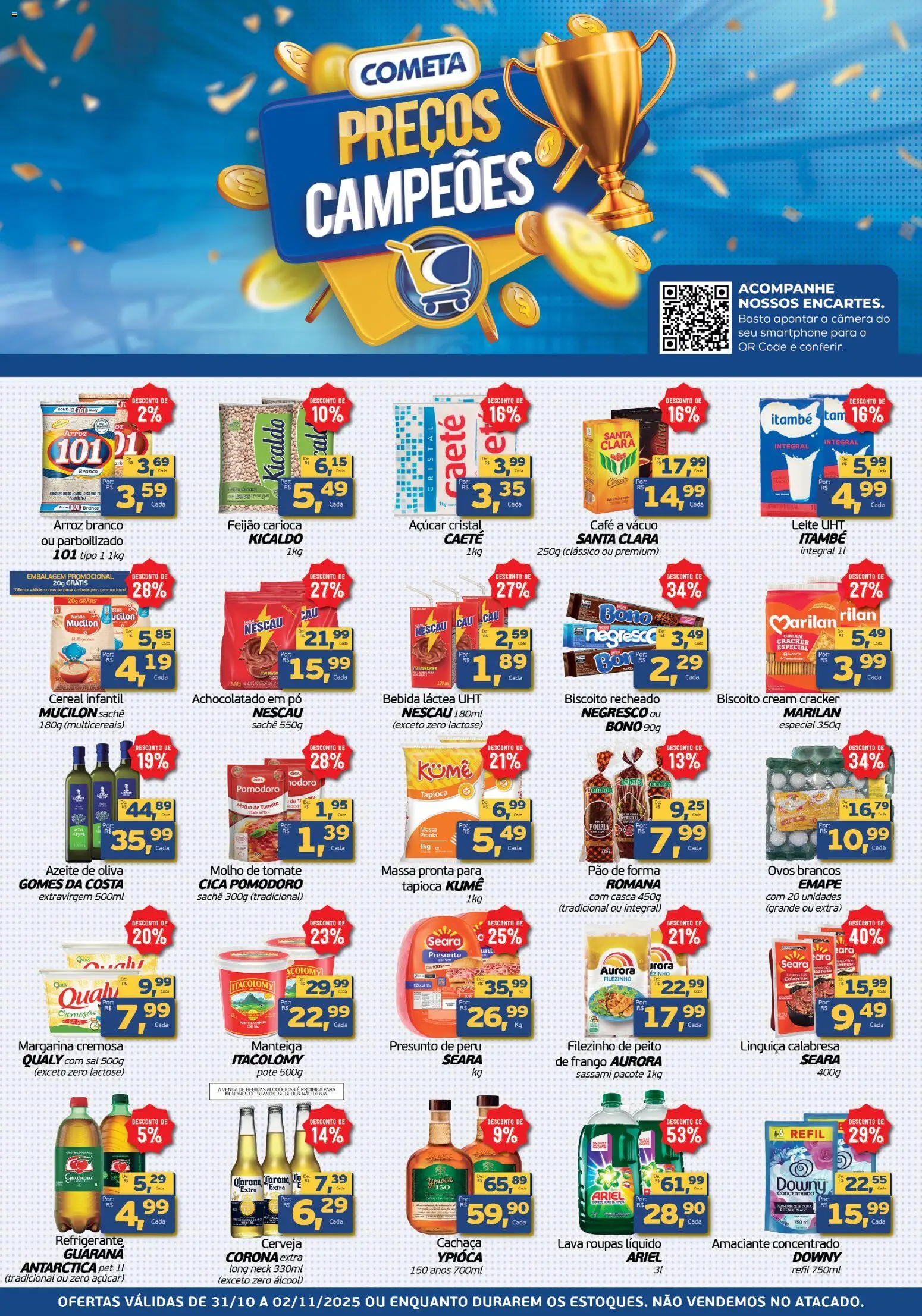Pré-Visualização do folheto "Ofertas Preços Campeões" da loja Cometa Supermercados válido a partir de 31/10/2025