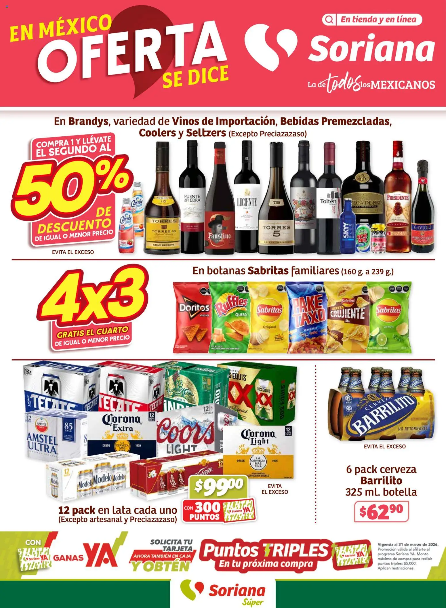 Vista previa las ofertas de la tienda Soriana - Fin de Semana Súper: Ags, Nay, Jal, Qro, Col, Mich, Gto, Hgo, Tlax, Mor, Pue, Gro, Oax, Edo. de Mex, Valle de México, Za desde el 19/02/2026 - Cerveza, Limón, Queso, Bebidas, Cerveza Corona, Caja, Botella