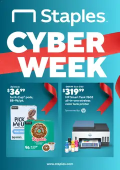 Ad Preview of Staples Cyber Week from 11/30/2025