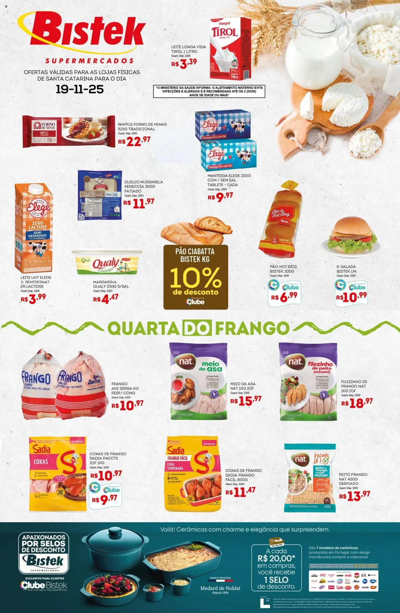 Pré-Visualização do folheto "Ofertas Quarta dos Frios" da loja Bistek Supermercados válido a partir de 19/11/2025
