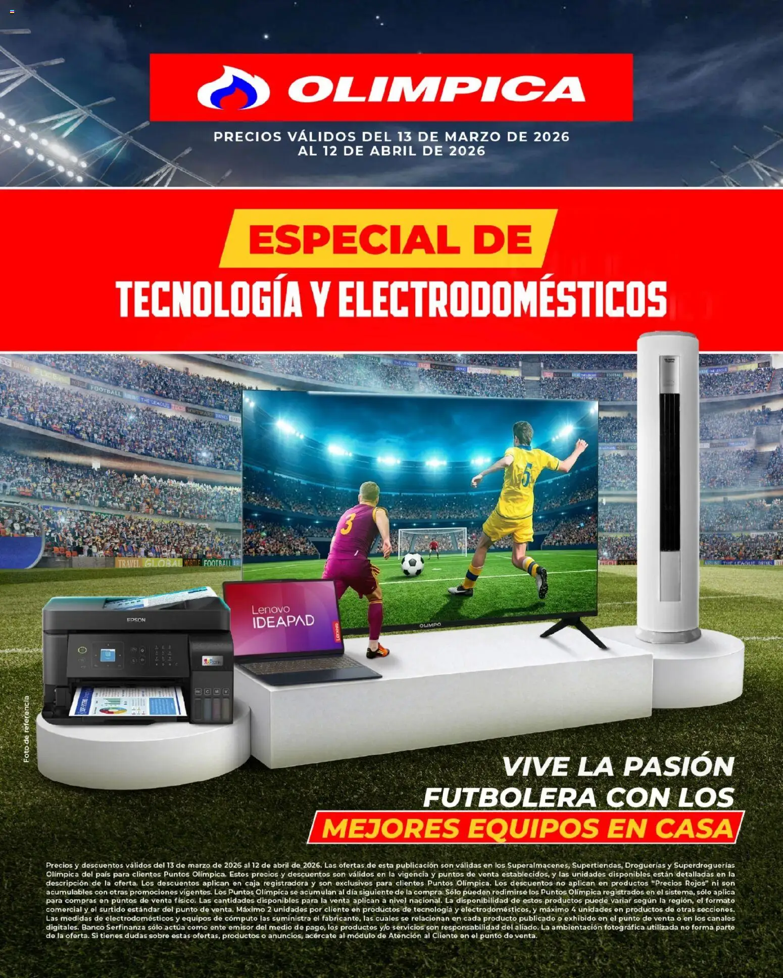  Vista previa del prospecto Especial de Tecnología y electrodomésticos del almacen Olímpica válida del 13/03/2026 al 12/04/2026