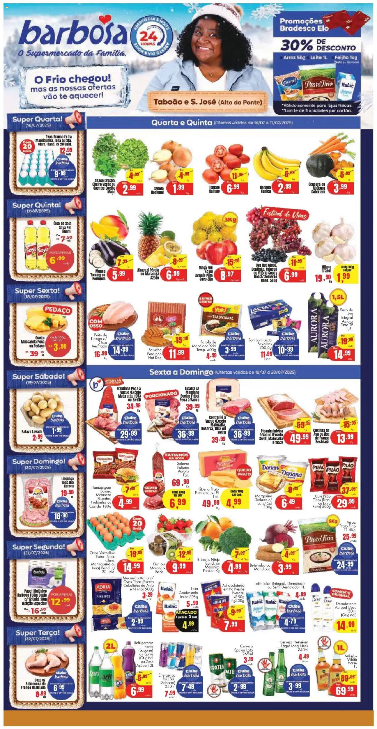 Barbosa Supermercados folheto "Ofertas Lojas Taboão e São José Alto da Ponte" válido a partir de 16/07/2025 - número de página 1