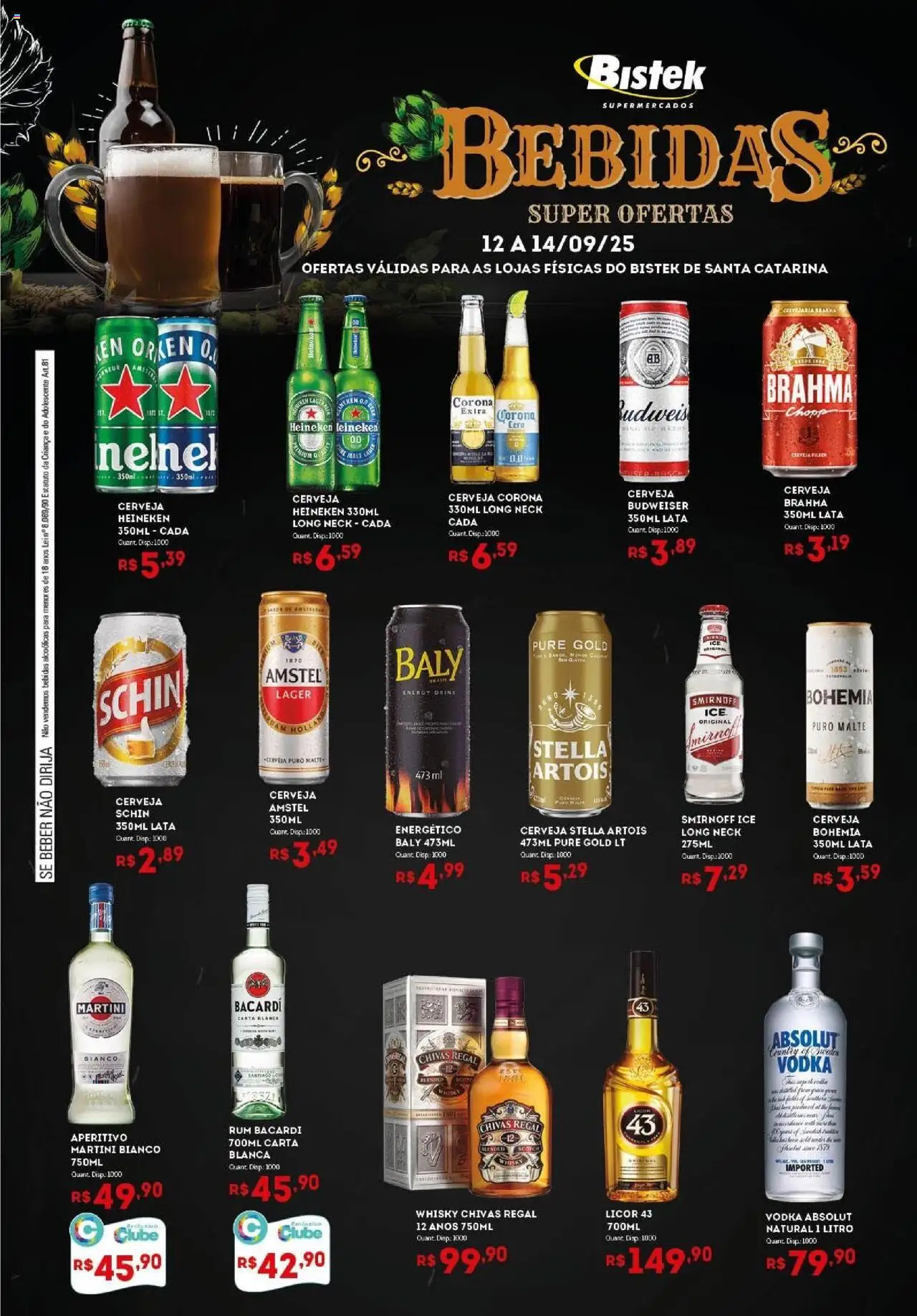 Bistek Supermercados folheto "Ofertas Bebidas" válido a partir de 12/09/2025 - número de página 1