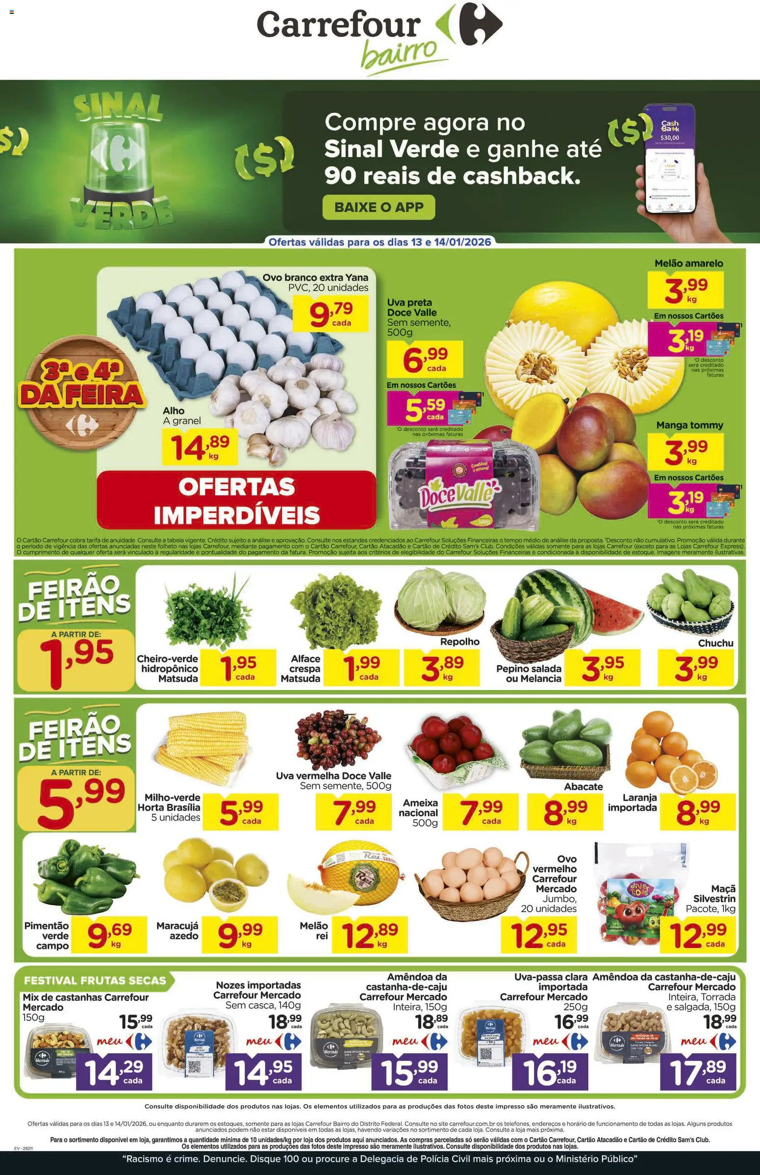 Pré-Visualização do folheto "Ofertas Feira" da loja Carrefour Bairro válido a partir de 13/01/2026