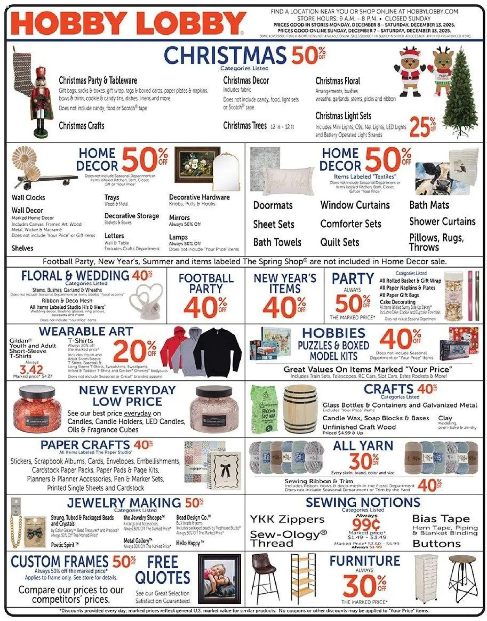 Ad Preview of Hobby Lobby Weekly Ad from 12/07/2025