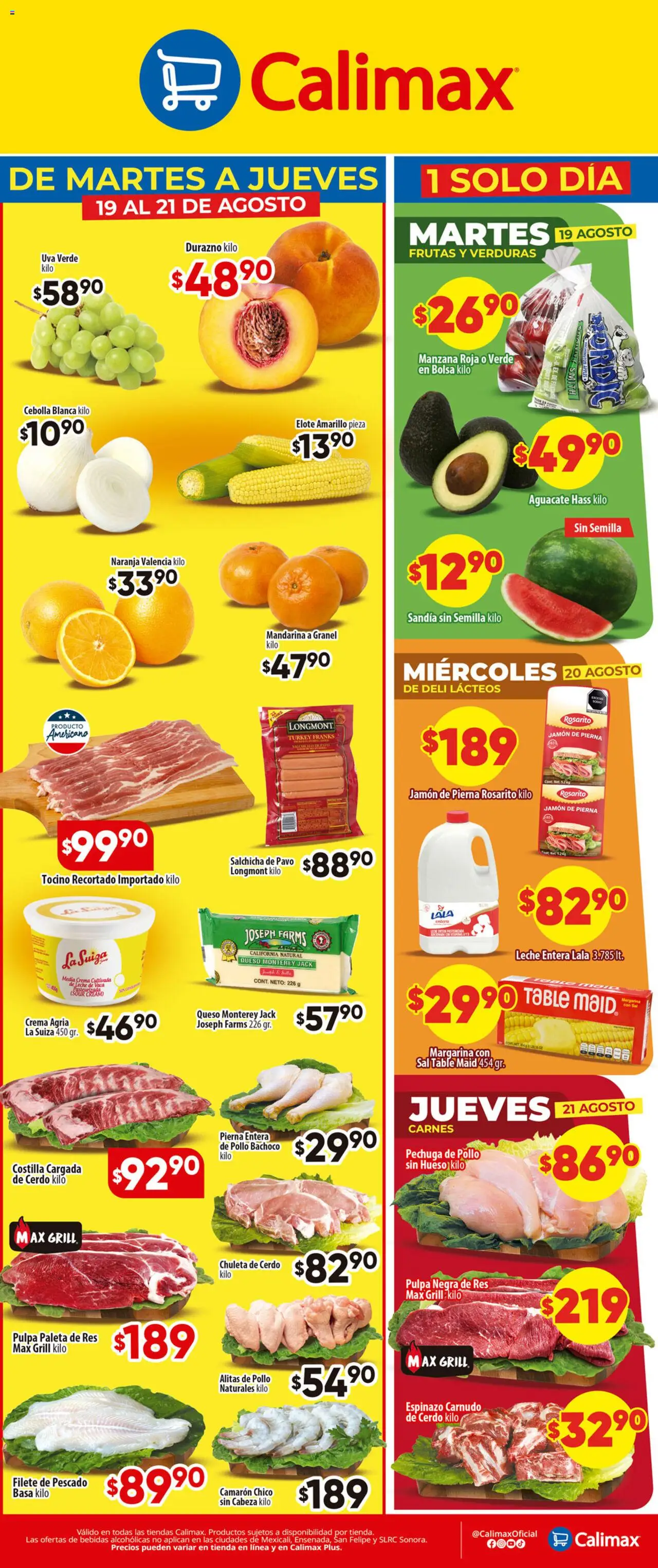 Folleto Calimax y sus promociones válidas desde el 19/08/2025 - Número de página 1