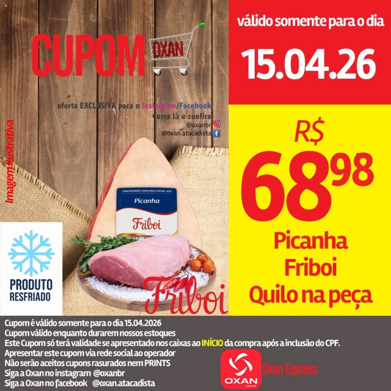 Pré-Visualização do folheto "Oxan Atacadista - Ofertas da semana" da loja Oxan Atacadista válido a partir de 15/04/2026 - Picanha