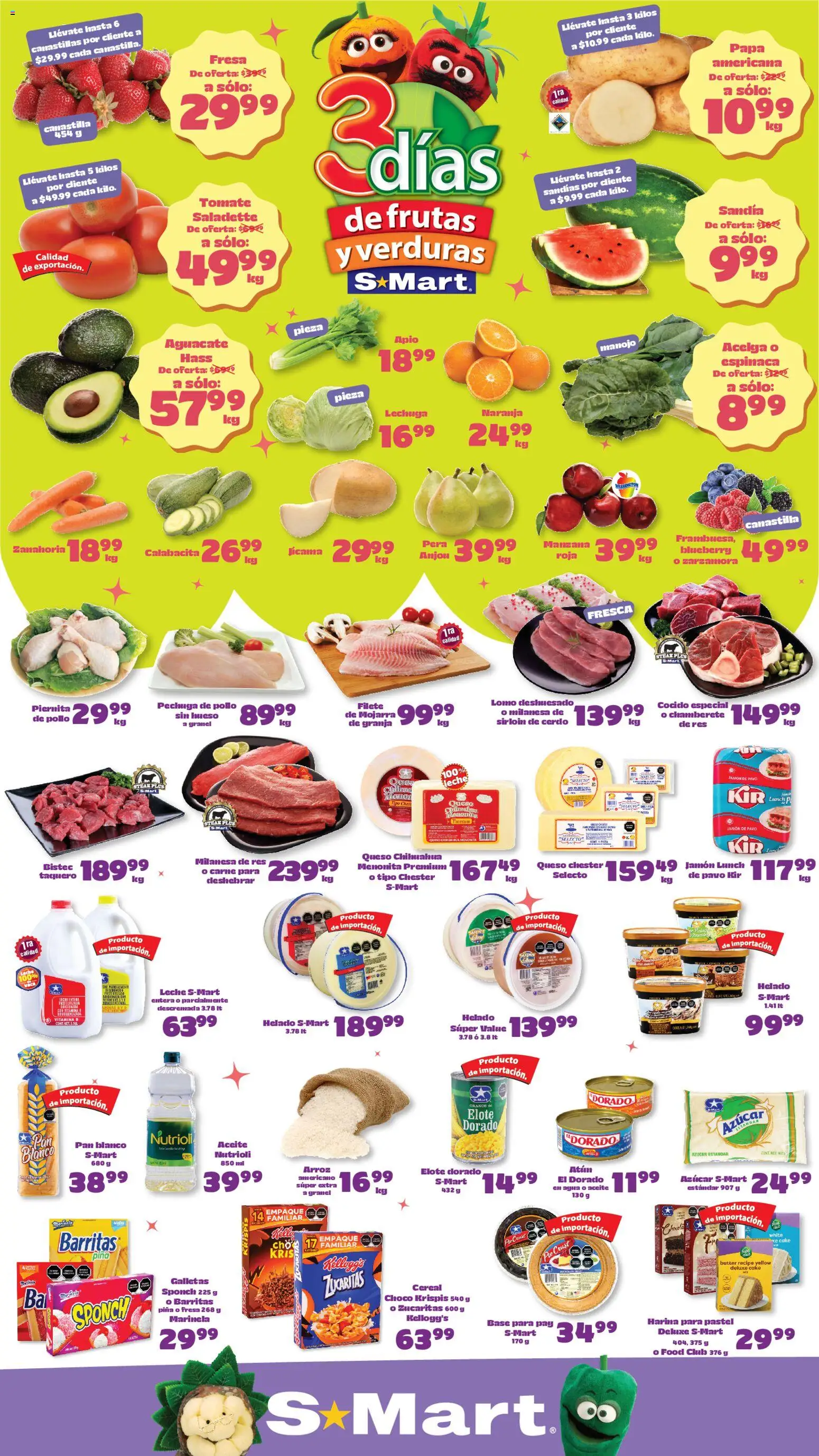 Vista previa las ofertas de la tienda S-Mart - S-Mart folleto Juárez desde el 21/04/2026 - Papa, Fresa, Manzana, Zanahoria, Pavo, Acelga, Lechuga, Milanesa
