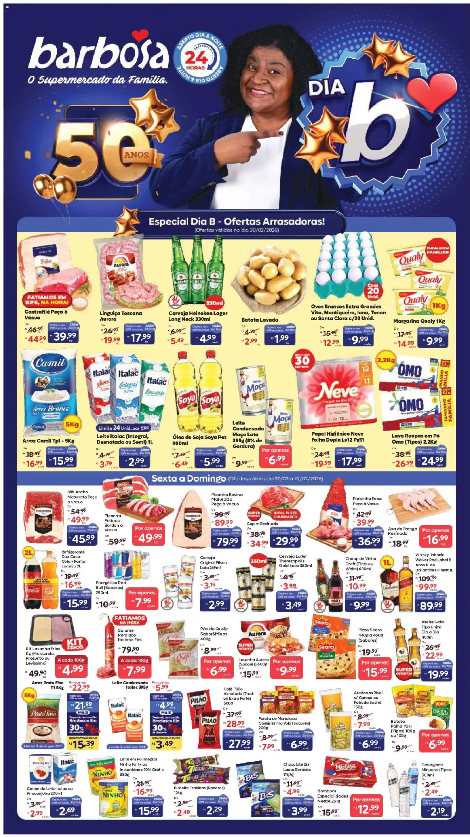 Pré-Visualização do folheto "Ofertas Rede e Interior" da loja Barbosa Supermercados válido a partir de 20/02/2026