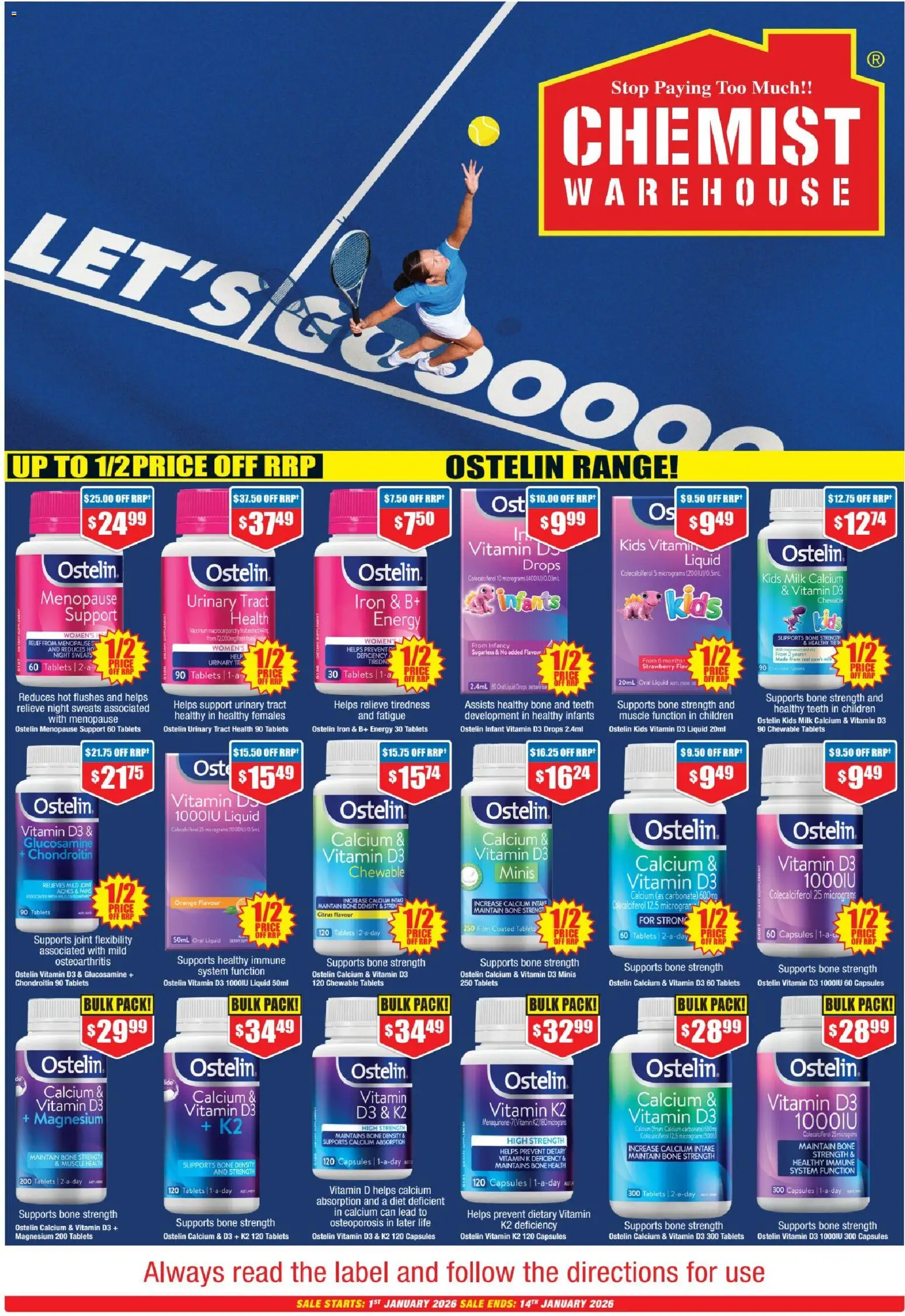 Preview of catalogue Catalogue from shop Chemist Warehouse valid 01/01/2026 - Table, Milk, Capsules, Iron, Citrus, Tablets, Vitamin