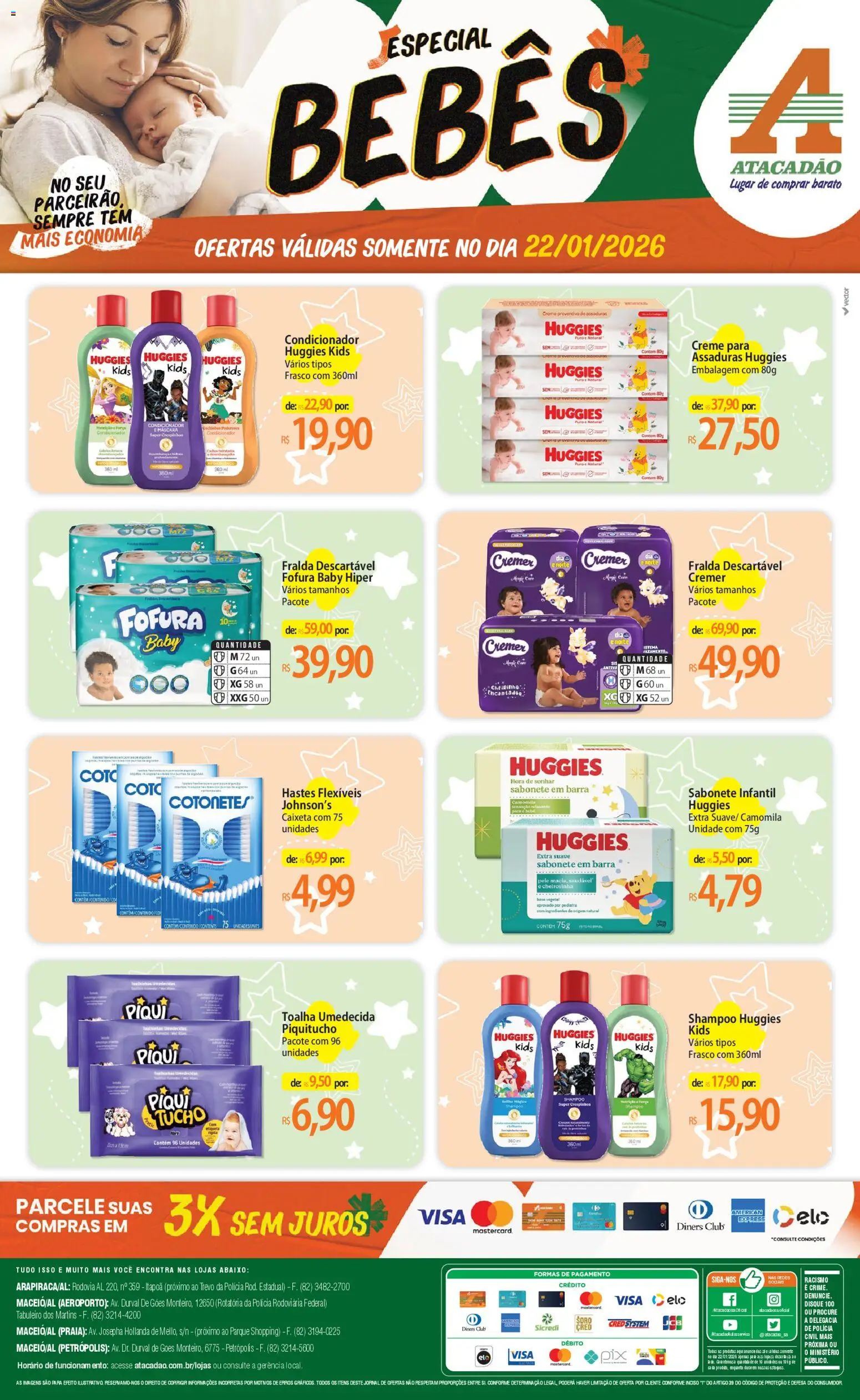 Pré-Visualização do folheto "Ofertas - AL" da loja Atacadão válido a partir de 22/01/2026 - Shampoo, Sabonete, Creme, Condicionador, Toalha umedecida