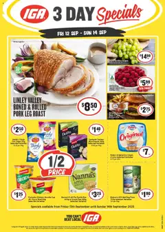 Preview of catalogue Weekend Specials from shop IGA valid 12/09/2025