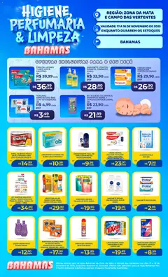 Pré-Visualização do folheto "Ofertas Higiene, Perfumaria e Limpeza" da loja Bahamas Supermercados válido a partir de 17/11/2025