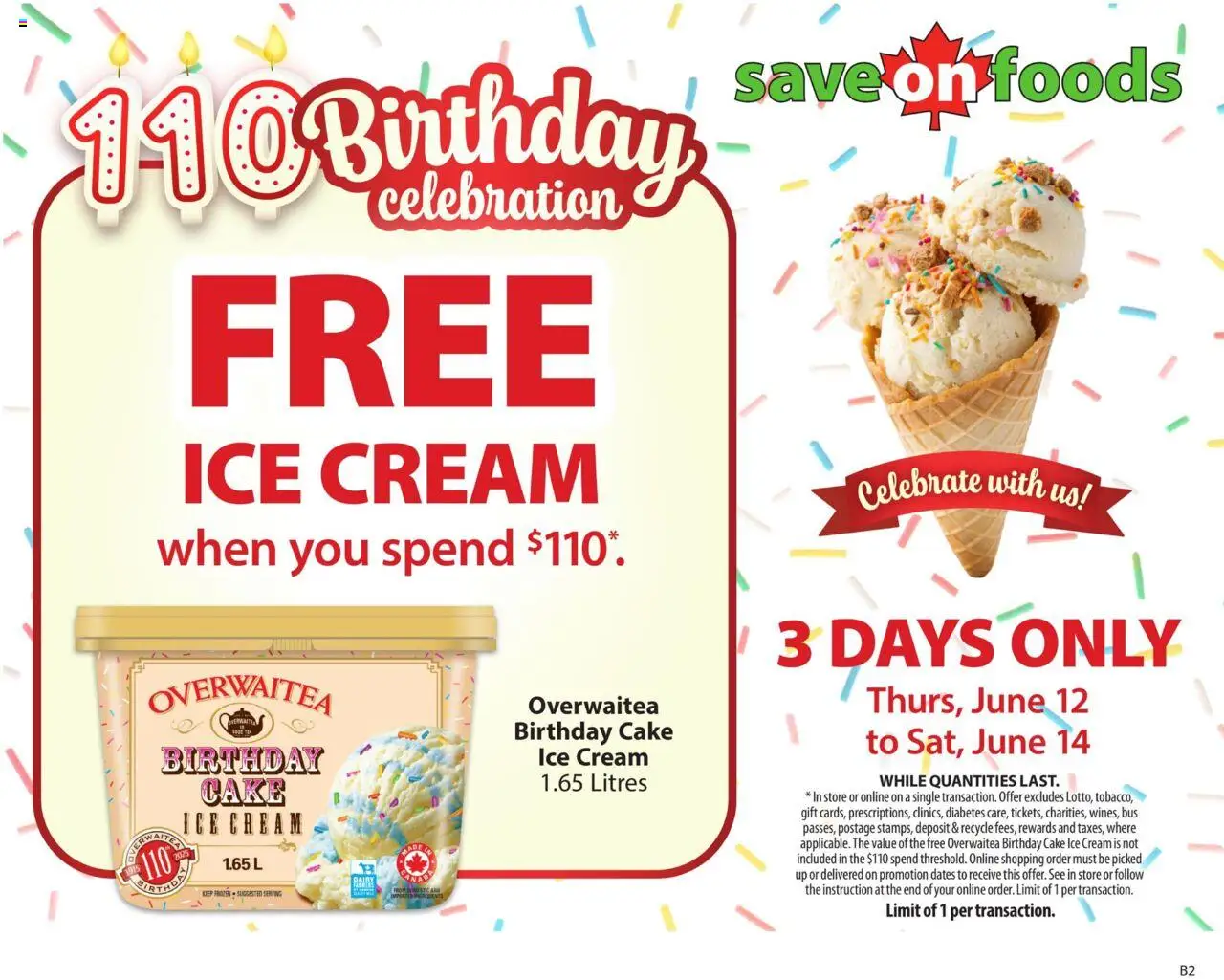 Save on foods flyer valid from Jun 12, 2025 - page number 1 - Cream, Ice cream, Cake, Ice