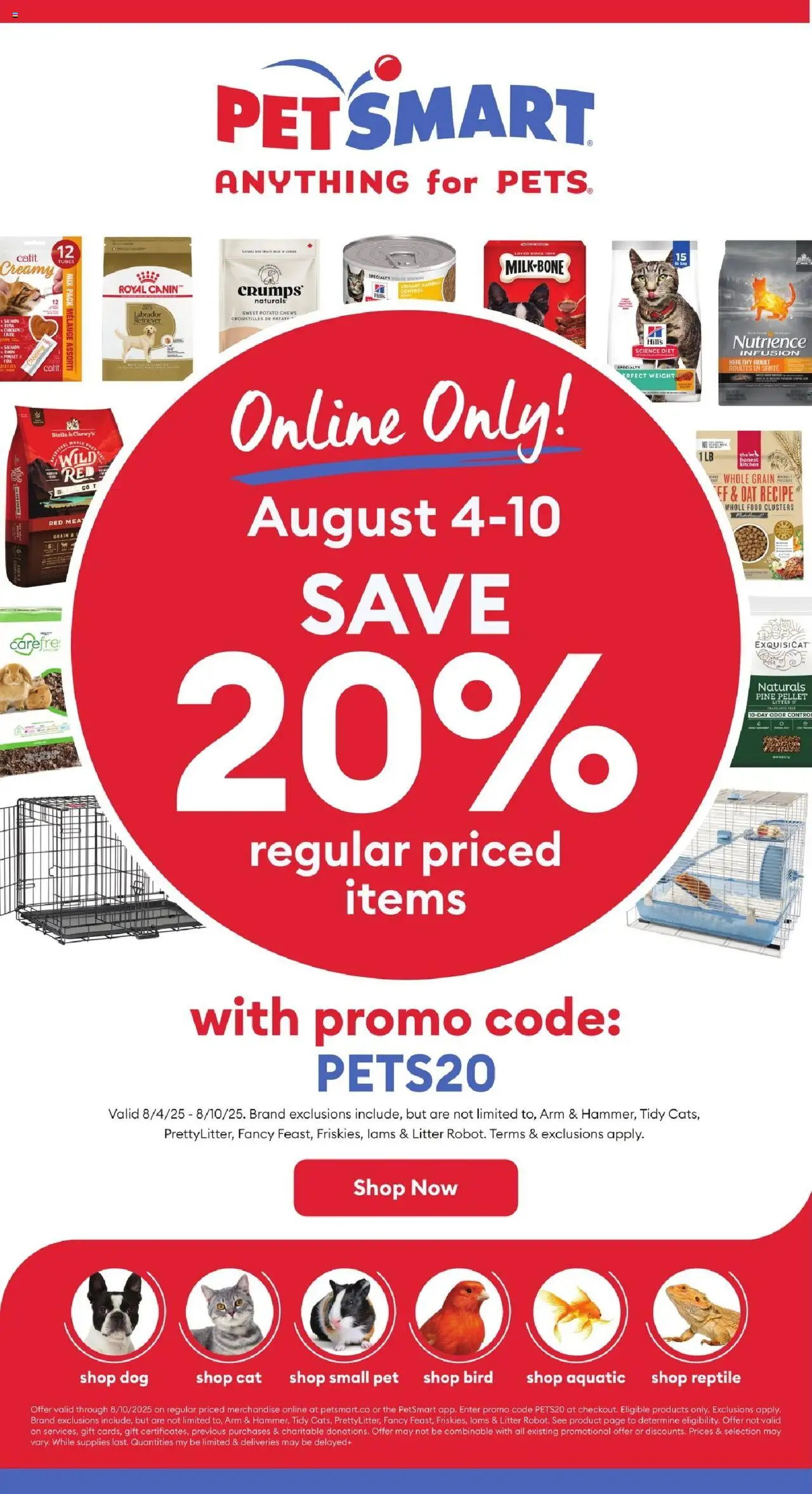Petsmart flyer valid from Aug 04, 2025 - page number 1