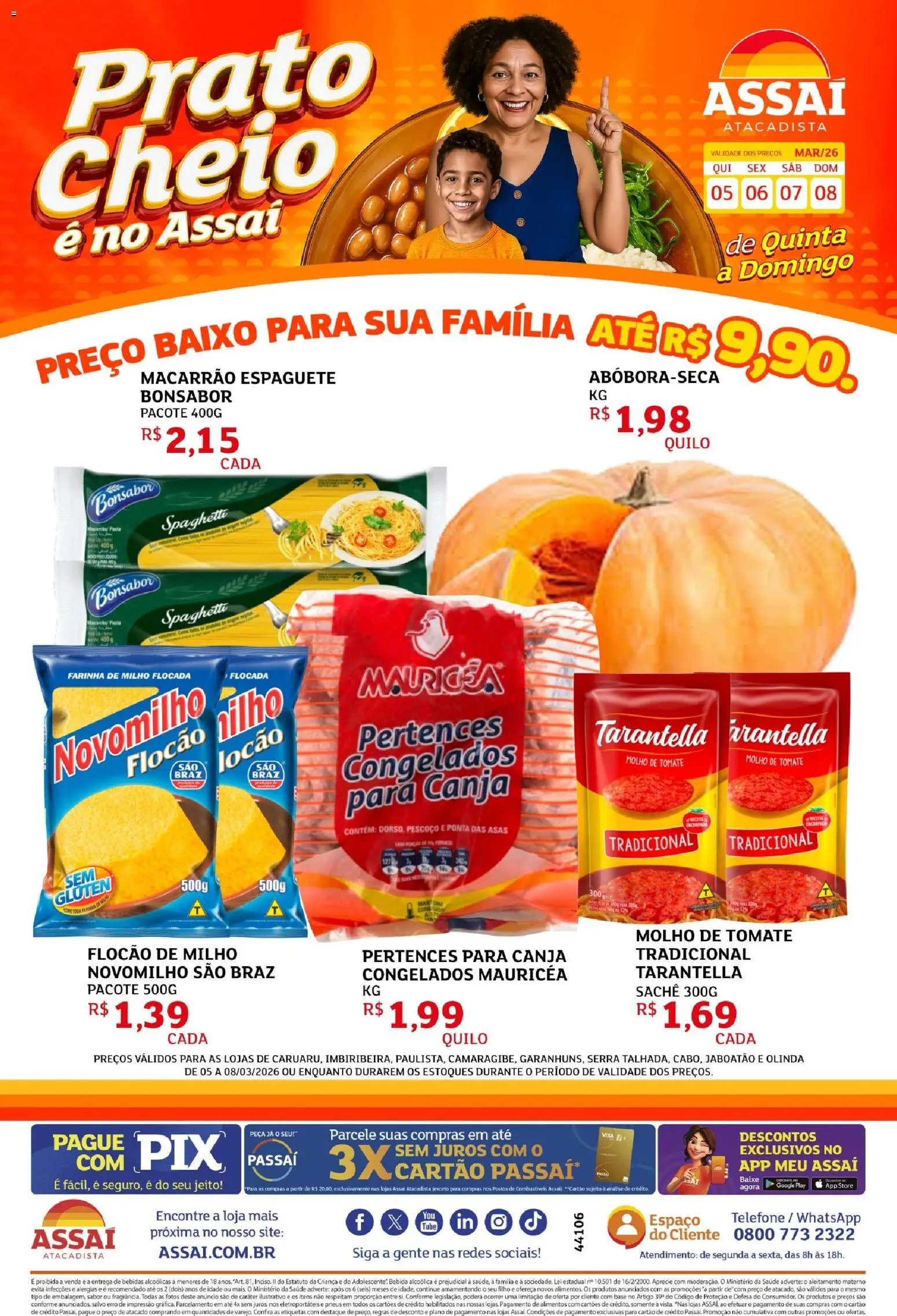 Pré-Visualização do folheto "Assaí Atacadista ofertas - PE" da loja Assaí Atacadista válido a partir de 06/03/2026 - Telefone, Pneus, Base, Bebida, Milho, Alimentos, Pasta, Farinha