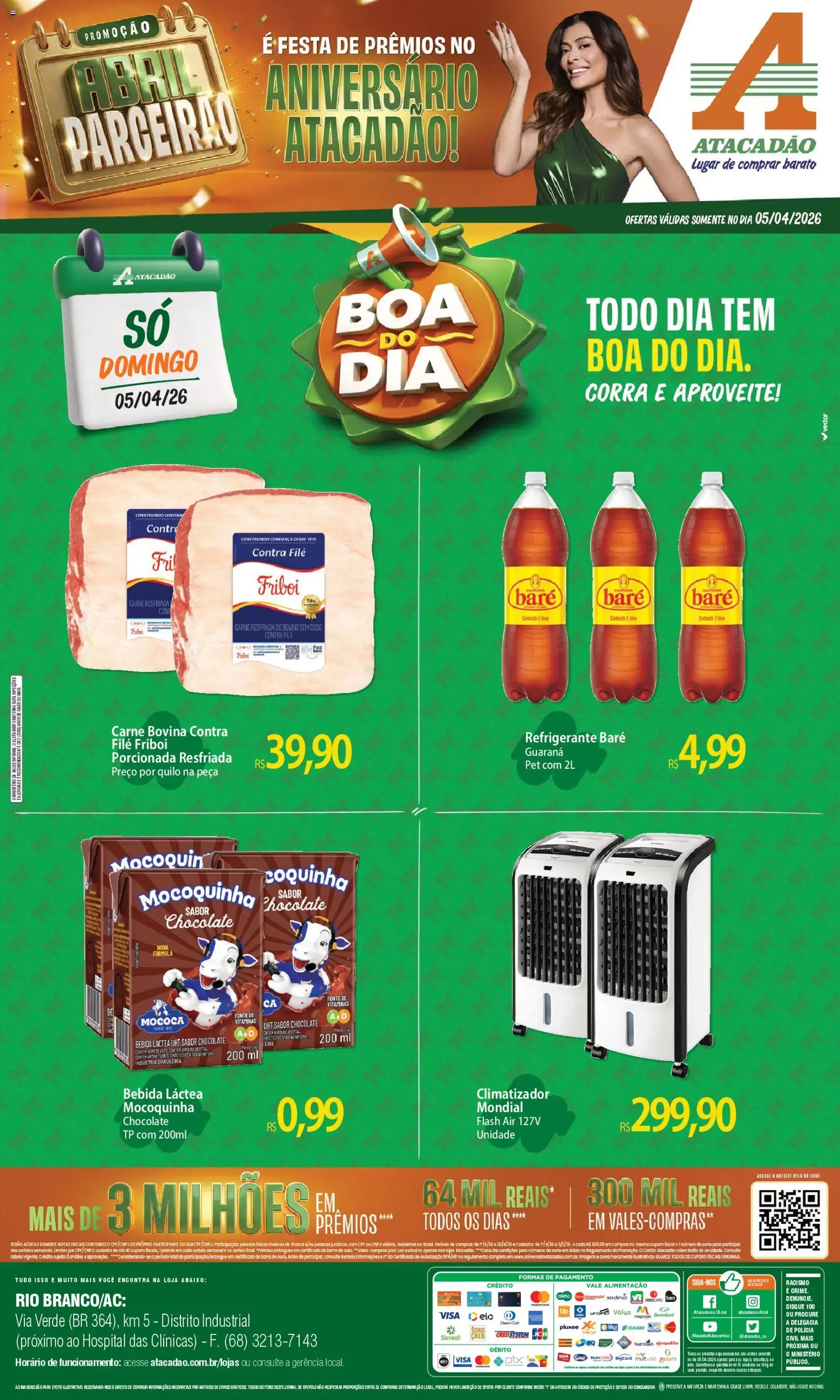 Pré-Visualização do folheto "Atacadão ofertas - AC" da loja Atacadão válido a partir de 05/04/2026 - Chocolate, Bebida, Carne, Refrigerante, Guaraná, Carne bovina, Contra filé