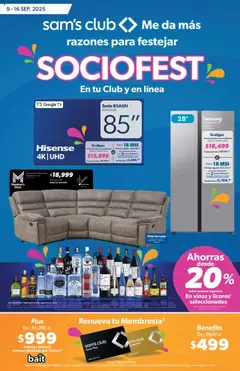 Vista previa las ofertas de la tienda Sam's Club - Catálogo Socio Fest Frontera desde el 09/09/2025 