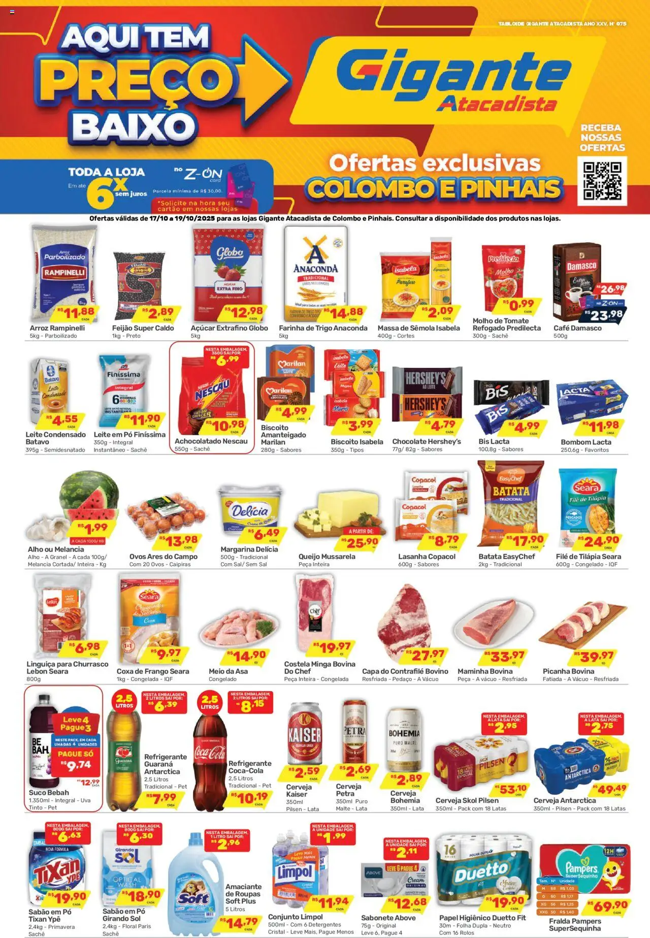 Gigante Atacadista folheto "Ofertas da semana" válido a partir de 17/10/2025 - número de página 1 - Leite condensado, Lasanha, Mussarela, Suco, Molho de tomate, Guaraná, Cará, Coxa de frango