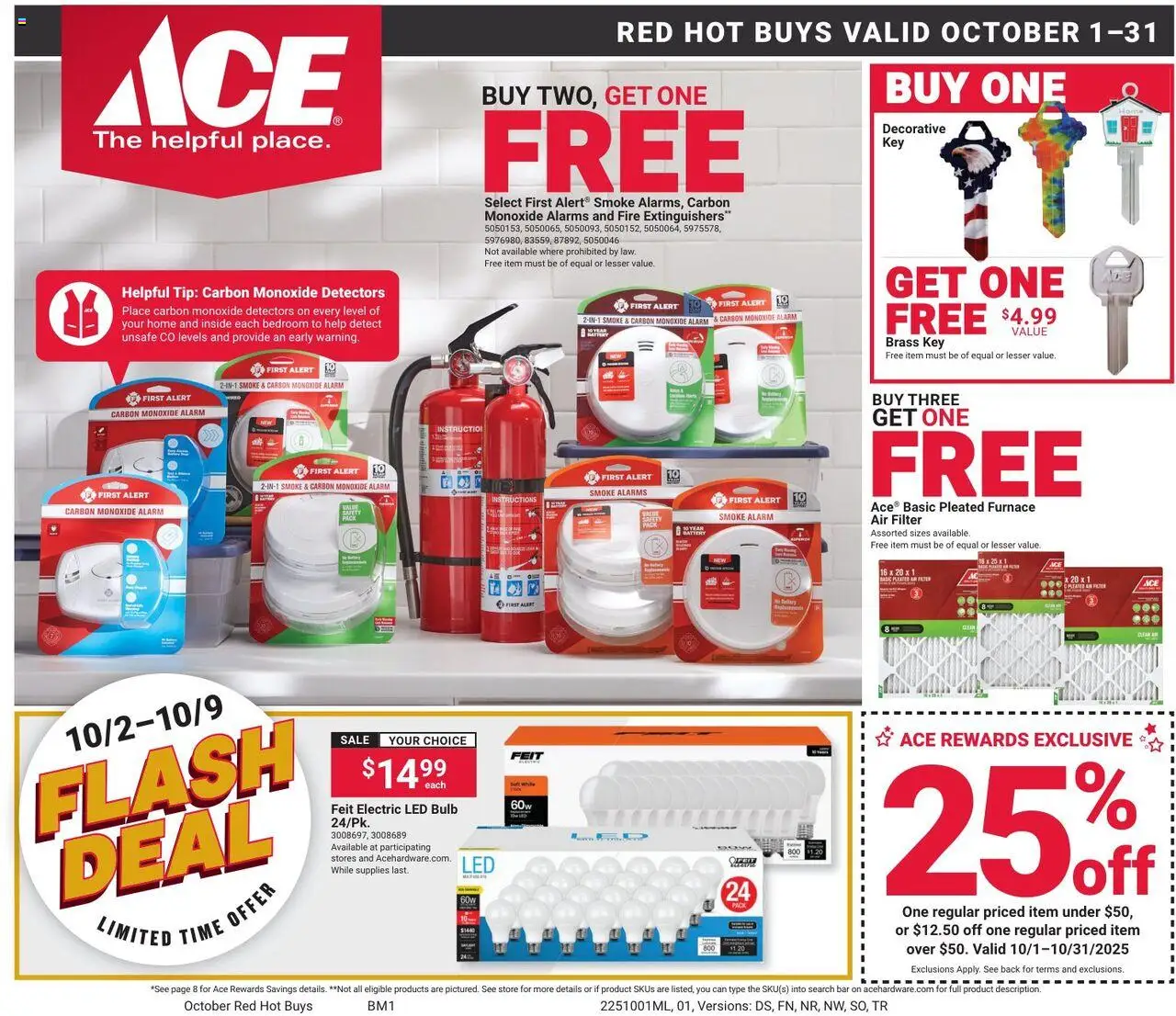 ACE Hardware Weekly Ad from 10/01/2025 - Flyer - Page number 1 - Battery, Alarm, Air Filter