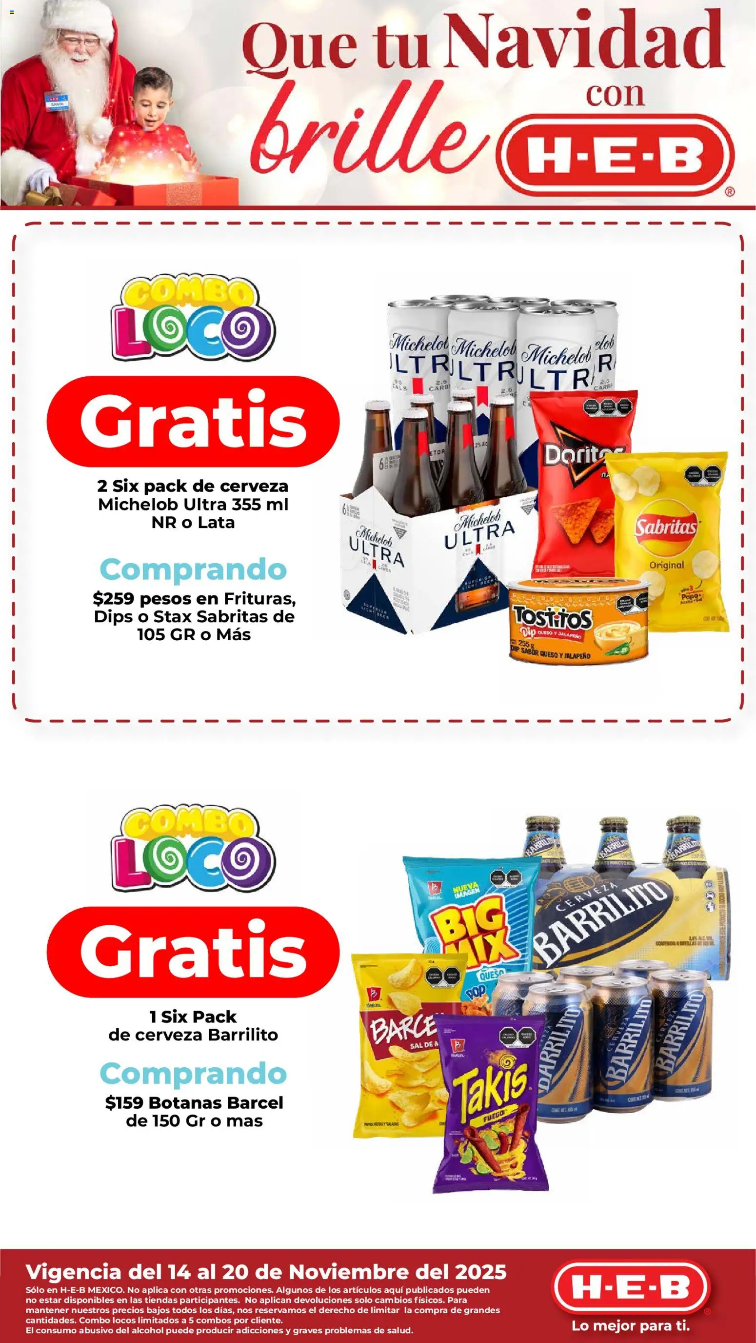 Vista previa las ofertas de la tienda H-E-B - Folleto desde el 14/11/2025 - Cerveza, Alcohol, Queso, Sal