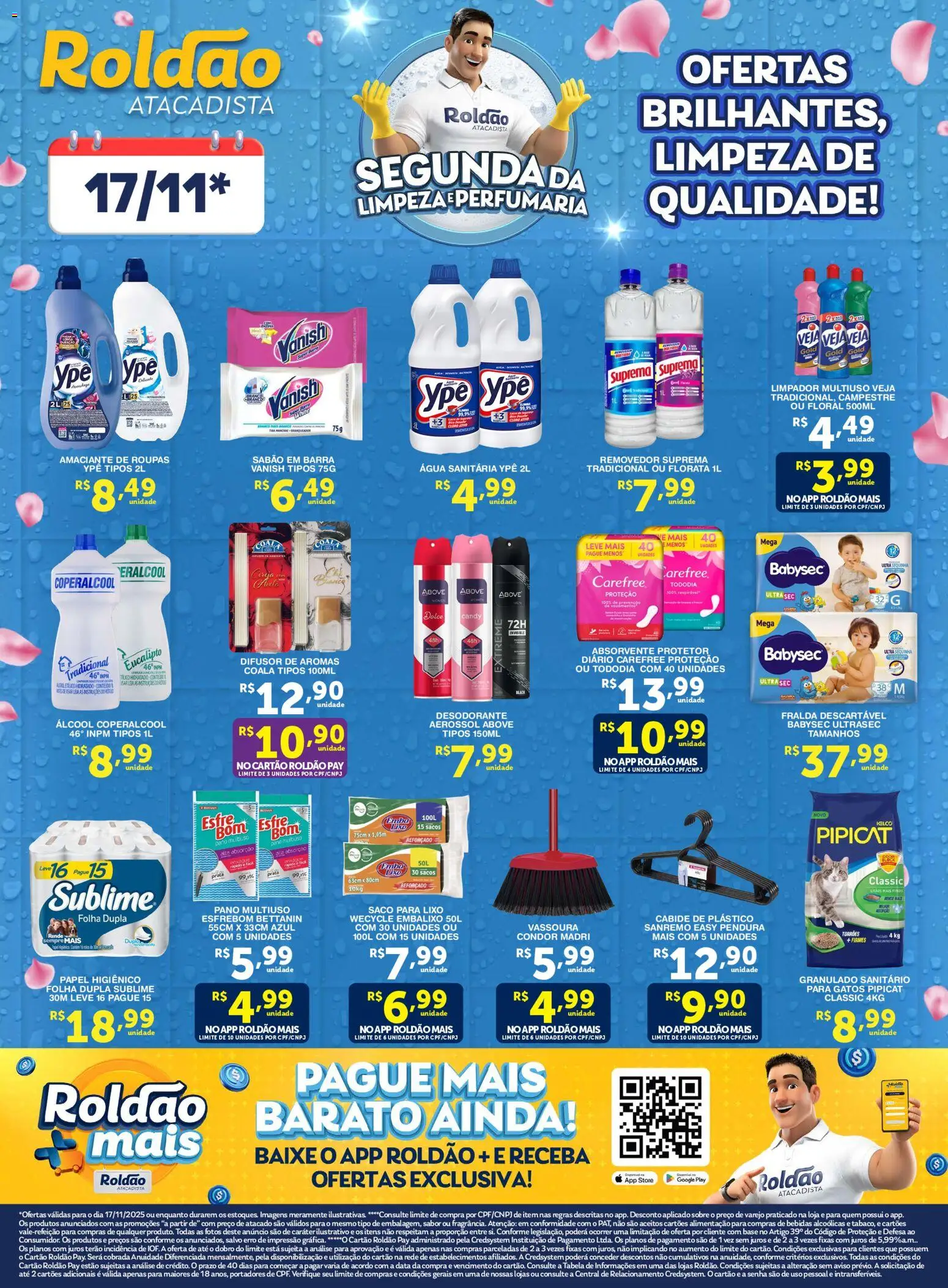 Pré-Visualização do folheto "Ofertas Segunda da Limpeza e Perfumaria" da loja Roldão válido a partir de 17/11/2025
