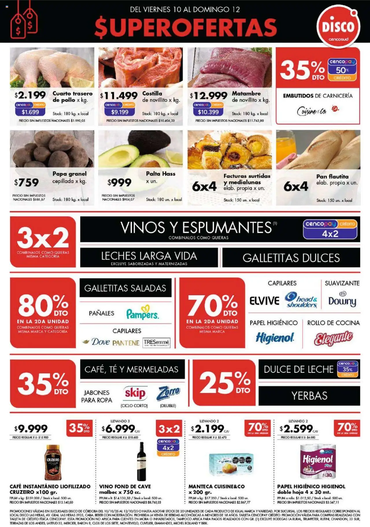 Disco Ofertas | Córdoba del 10/10/2025 Online - Café, Papa, Té, Palta, Galletitas, Manteca, Papel higiénico, Café instantáneo