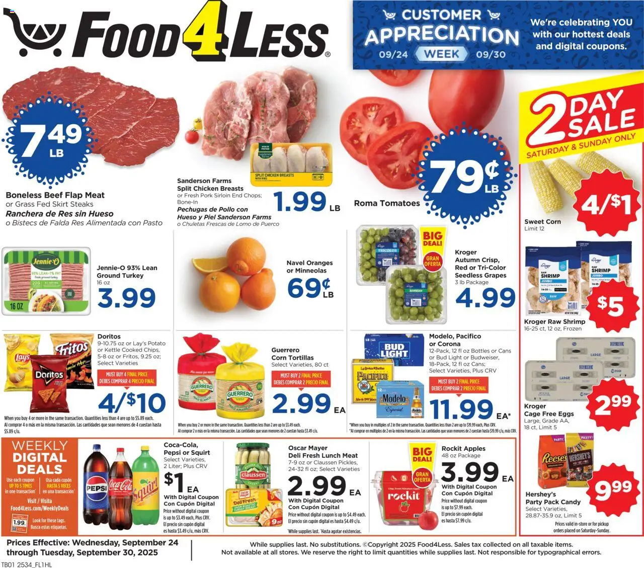 Ad Preview of Food 4 Less Weekly Ad from 09/24/2025