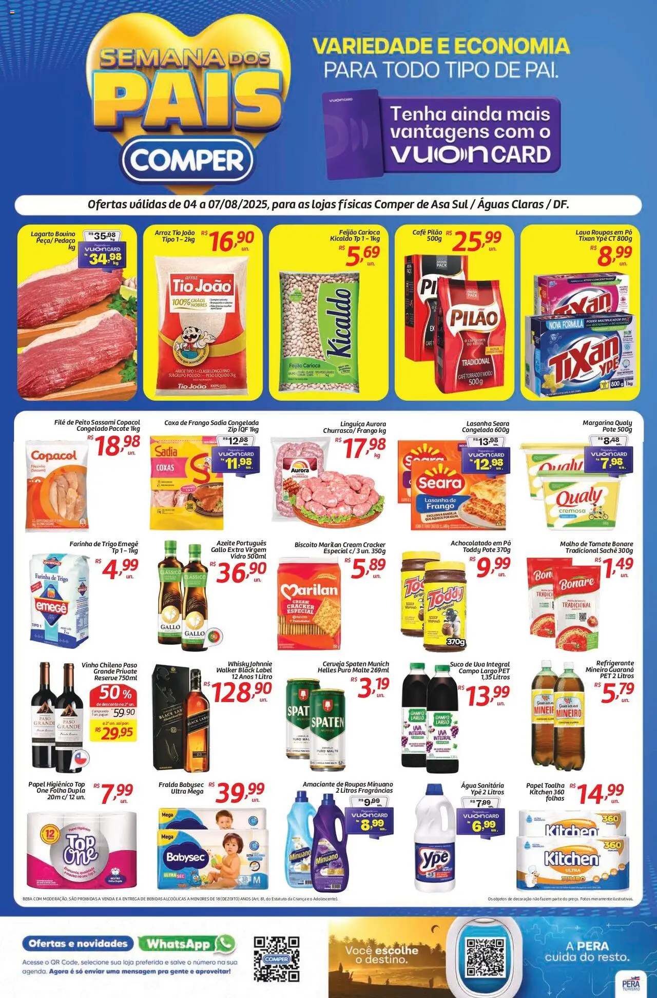 Comper folheto "Ofertas da semana" válido a partir de 04/08/2025 - número de página 1 - Café, Vinho, Refrigerante, Amaciante, Água sanitária, Margarina, Achocolatado, Amaciante de roupas