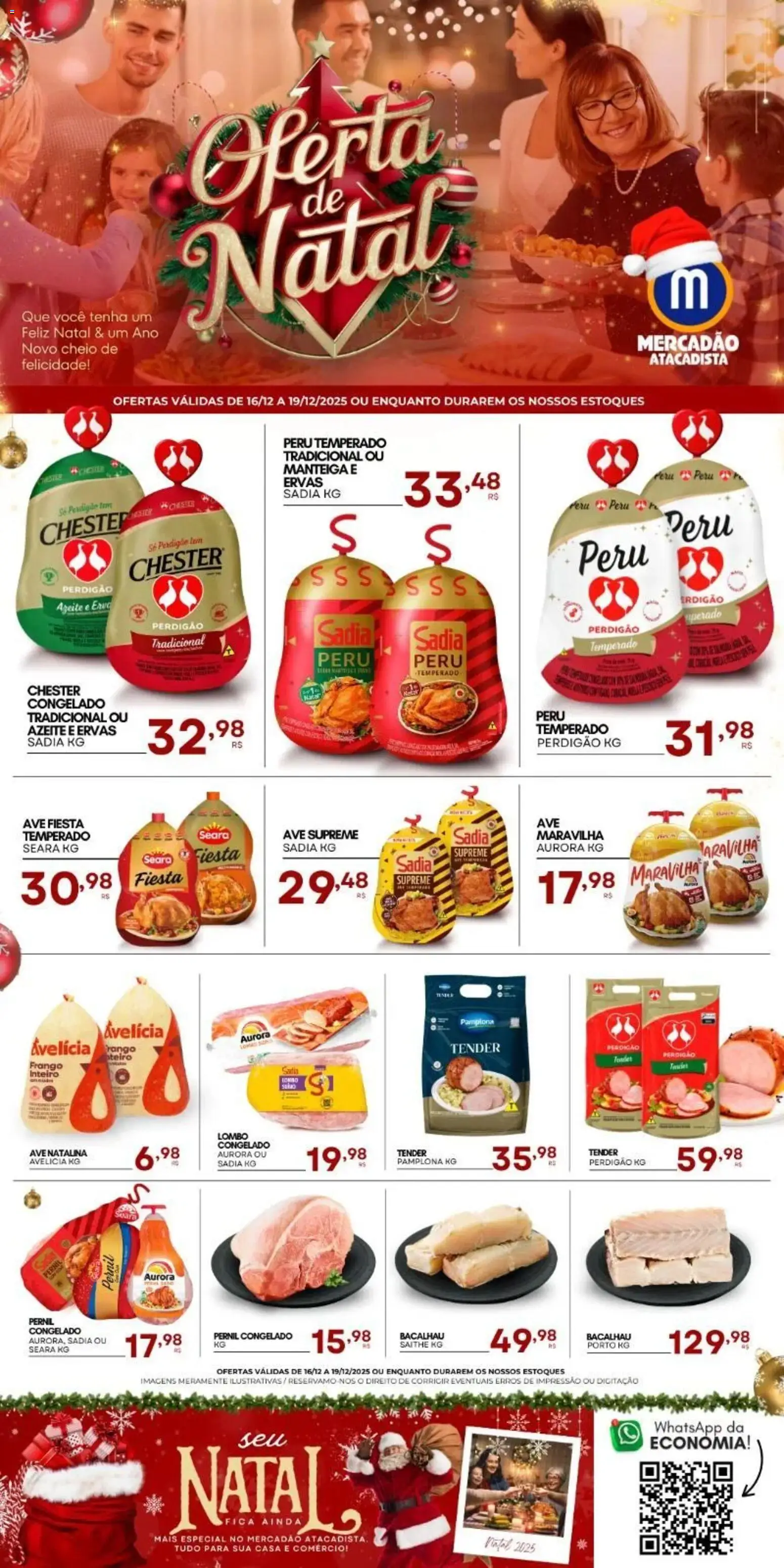 Pré-Visualização do folheto "Ofertas de Natal" da loja Mercadão Atacadista válido a partir de 16/12/2025 - Peru, Frango, Azeite, Bacalhau, Manteiga, Tender, Pernil, Lombo