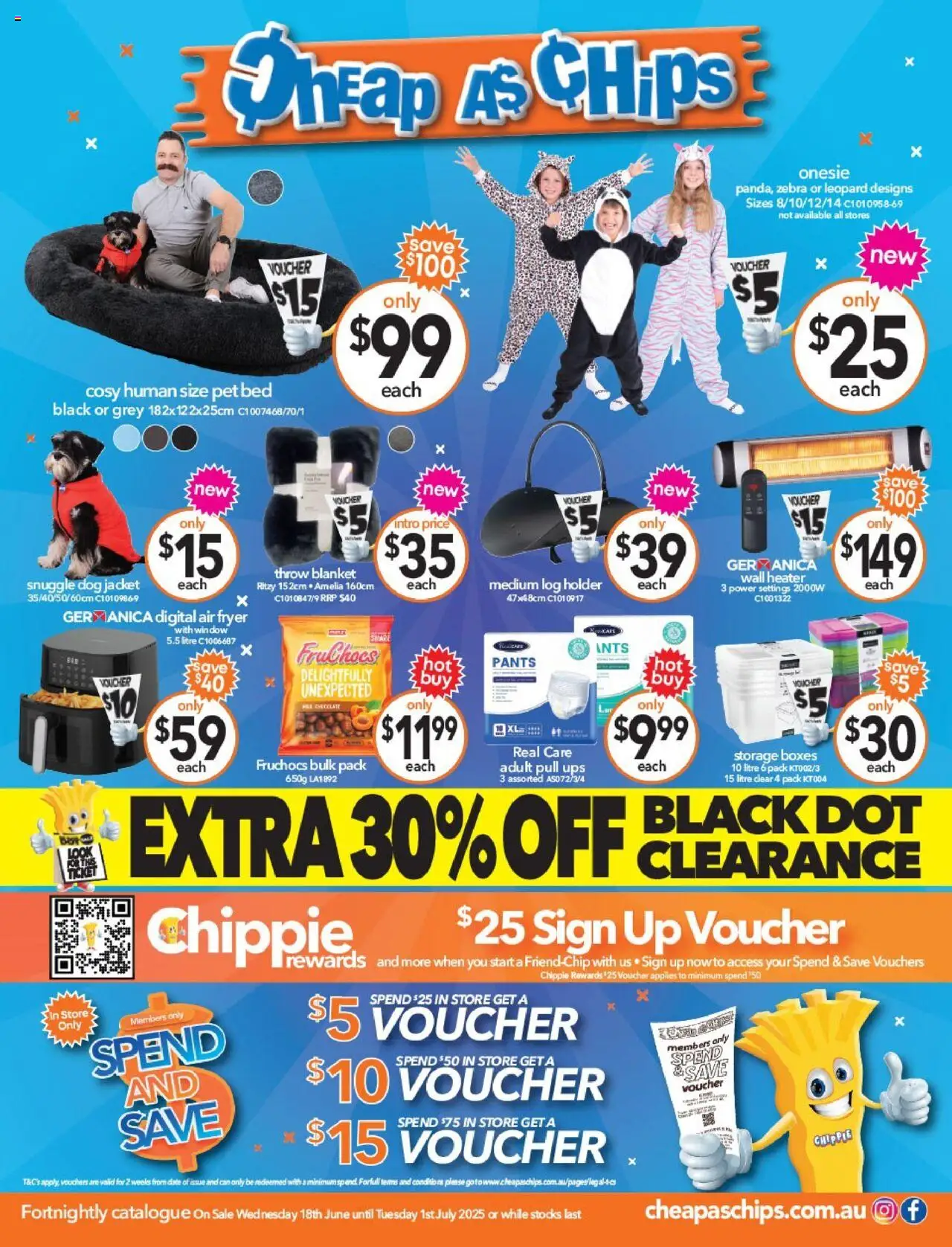 Cheap as Chips catalogue valid from 18/06/2025 - page 1 - Heater, Fryer, Chips, Jacket, Pants, UPS, Bed, Blanket