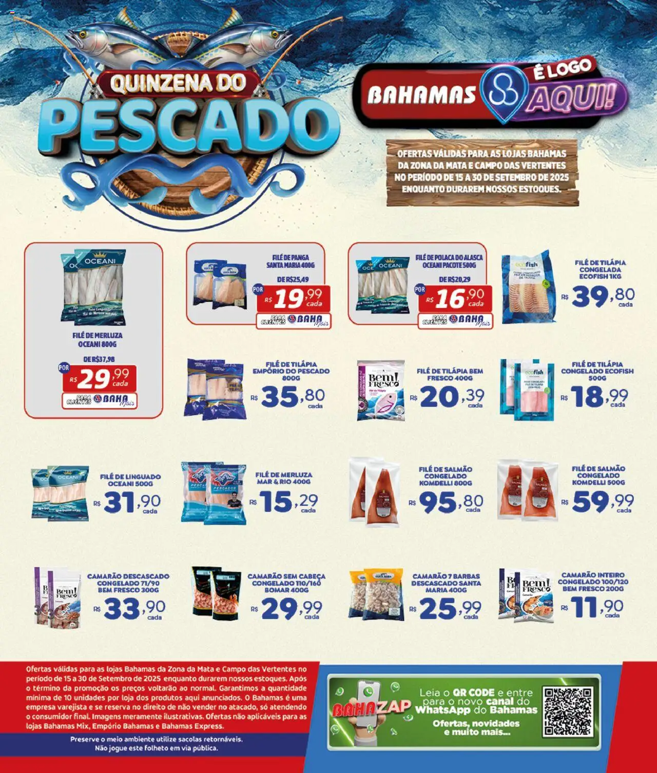 Bahamas Supermercados folheto "Ofertas Quinzena do Pescado" válido a partir de 15/09/2025 - número de página 1
