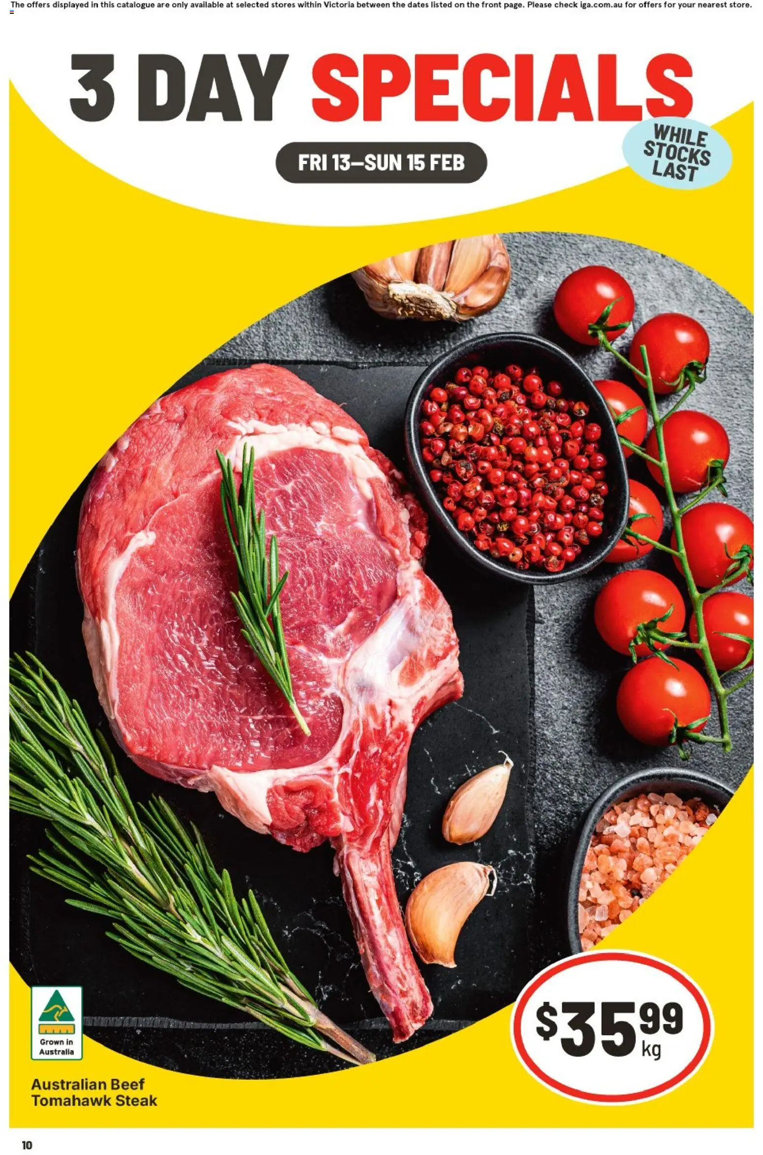 Preview of catalogue 3 Day Specials VIC from shop IGA valid 13/02/2026