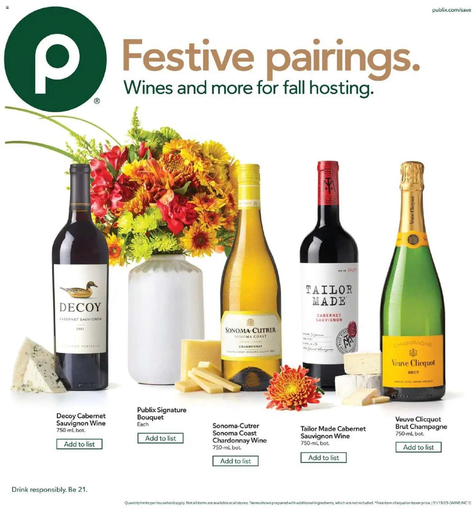Ad Preview of Publix Wines Pairings from 11/12/2025