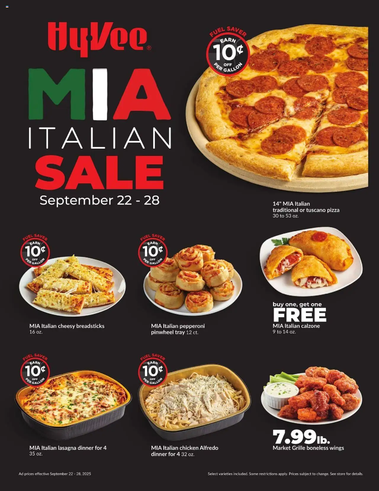 HyVee Mia Italian Sale from 09/22/2025 - Flyer - Page number 1