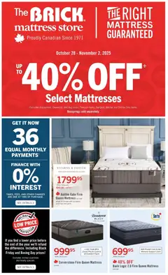 Un aperçu du dépliant Brick Mattress Store du magasin The Brick est valide à partir 28 oct. 2025