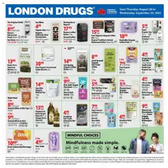 Un aperçu du dépliant Mindful choices du magasin London Drugs est valide à partir 28 août 2025