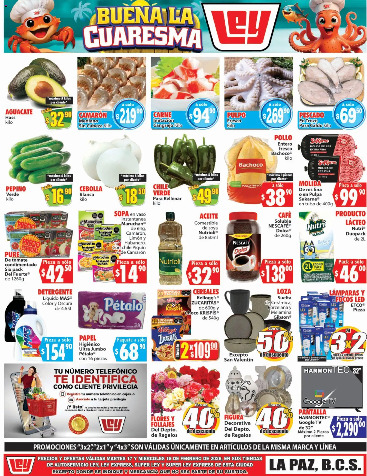 Vista previa las ofertas de la tienda Casa Ley - Folleto Autoservicio desde el 17/02/2026 - Flores, Té, Tomate, Limón, Cereales, Sopa, Pepino, Puré