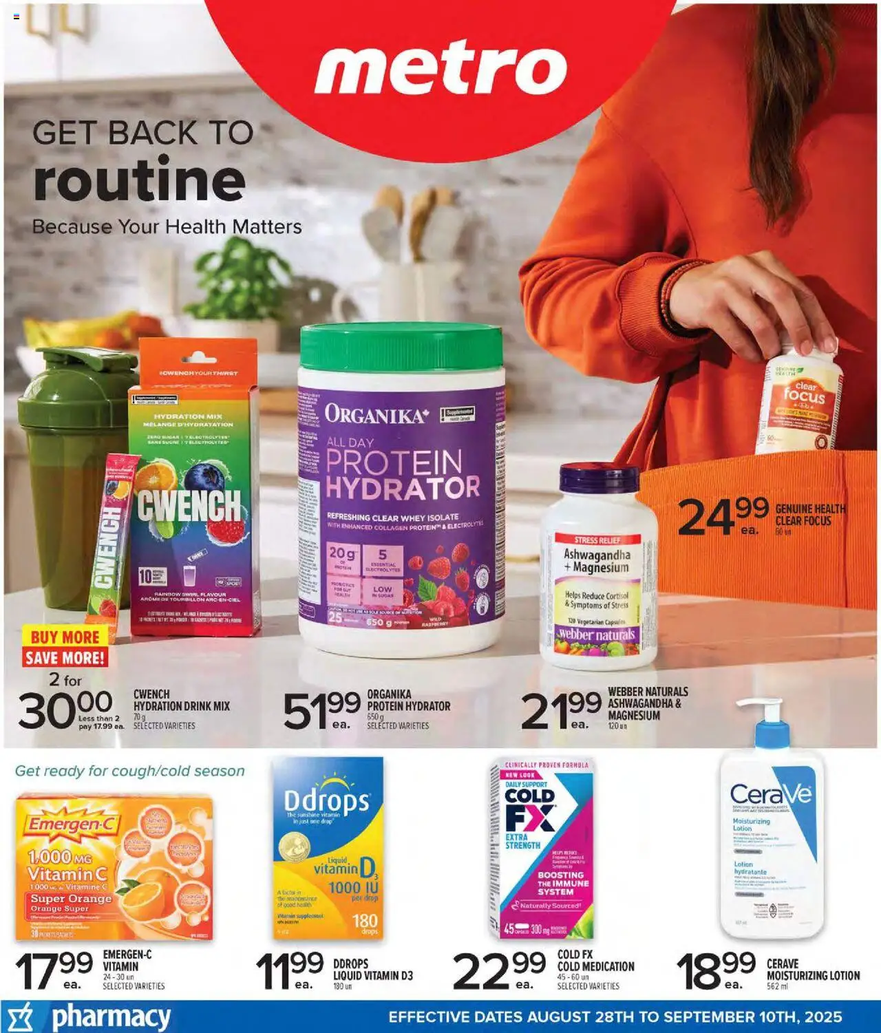 Metro flyer valid from Aug 28, 2025 - page number 1 - Ashwagandha, Protein, Sugar, Capsules