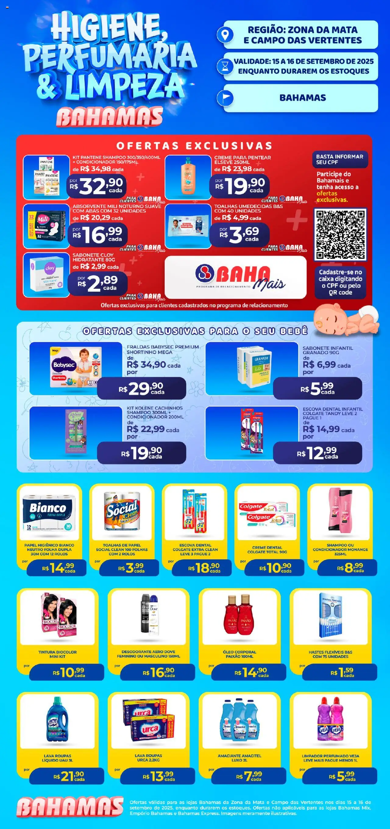 Bahamas Supermercados folheto "Ofertas Higiene e Limpeza" válido a partir de 15/09/2025 - número de página 1