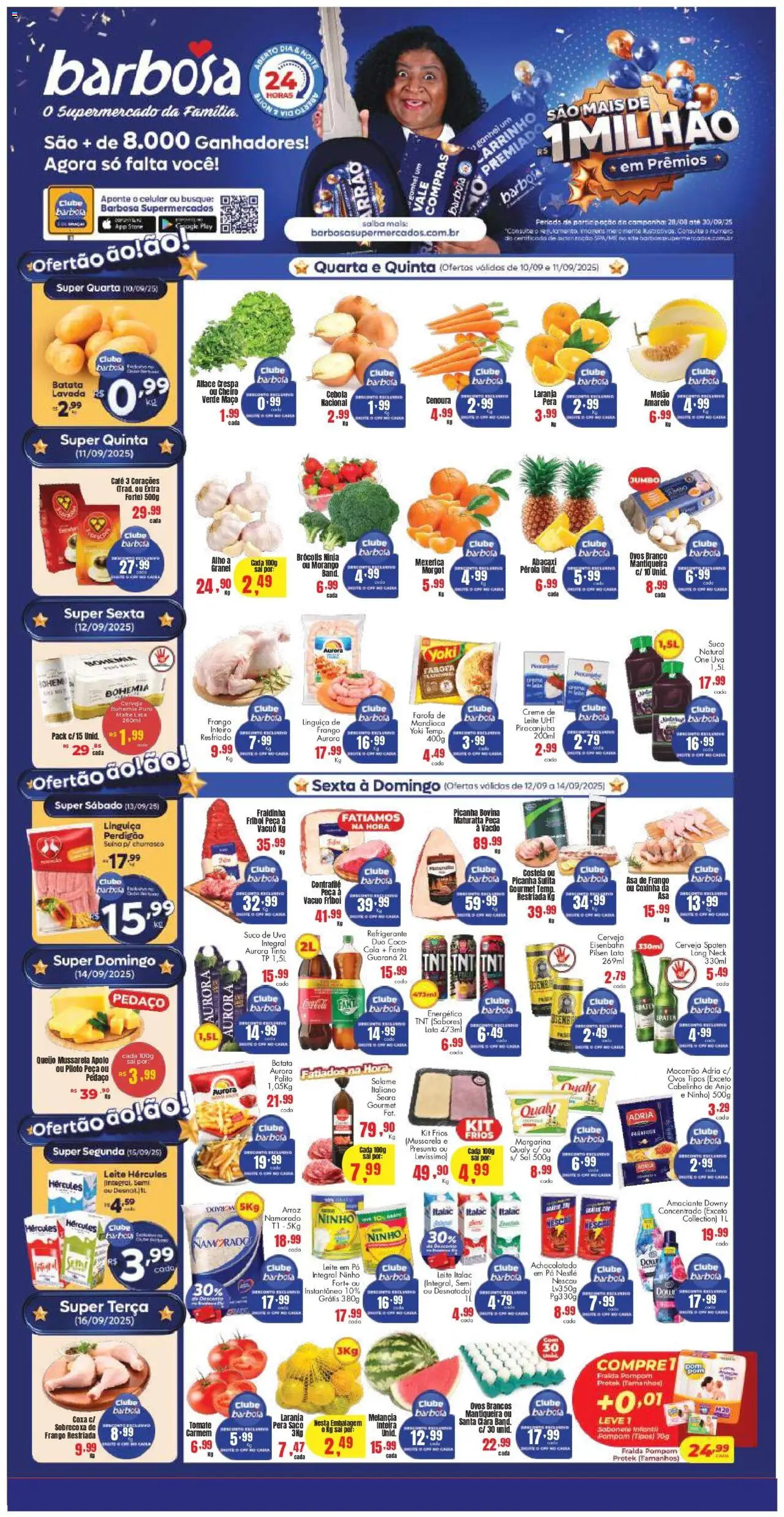 Barbosa Supermercados folheto "Ofertas da semana" válido a partir de 10/09/2025 - número de página 1 - Celular, Macarrão, Uva, Arroz, Sabonete, Cola, Salame, Mexerica