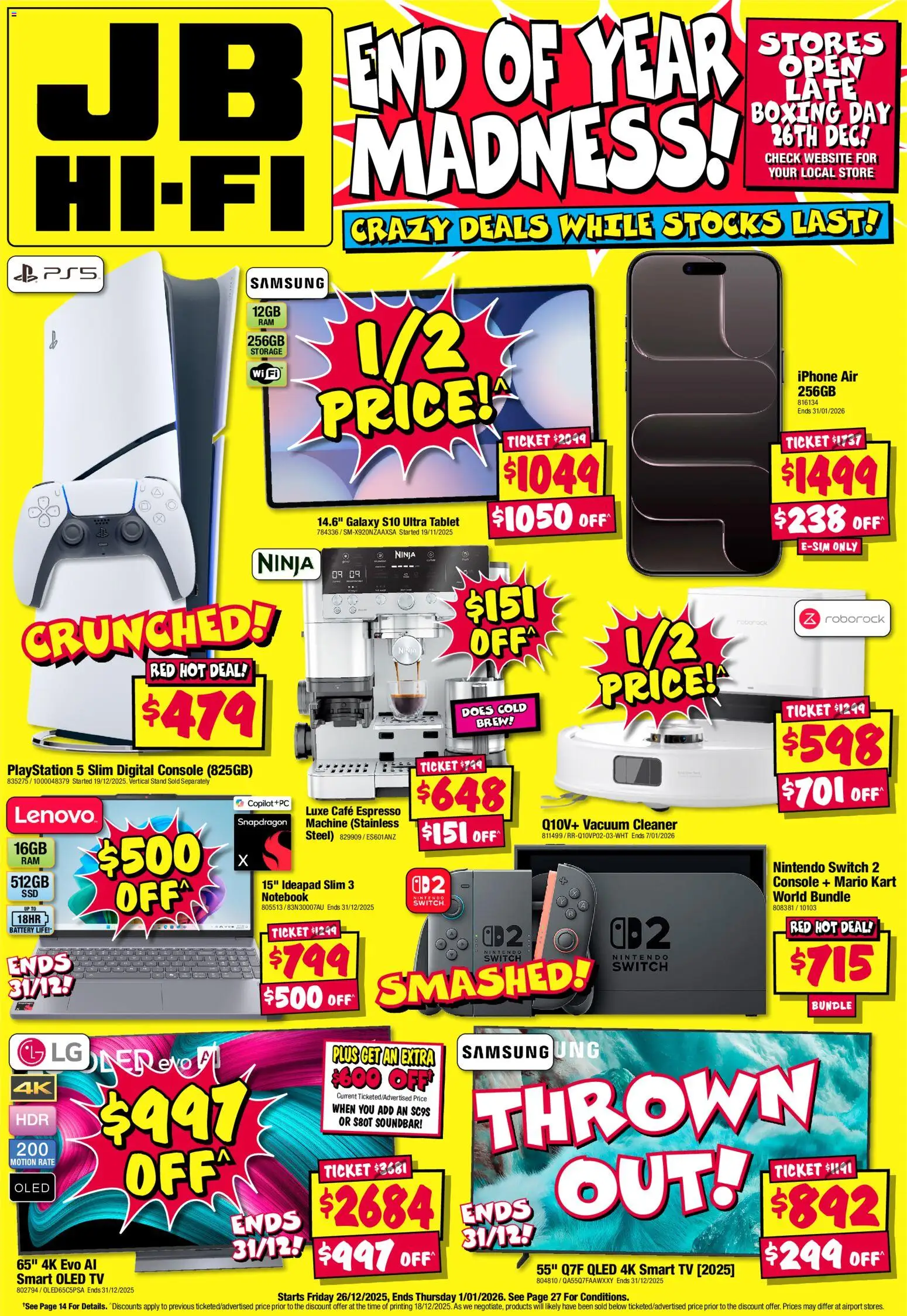 Preview of catalogue End of Year Madness Catalogue from shop JB Hi-Fi valid 26/12/2025