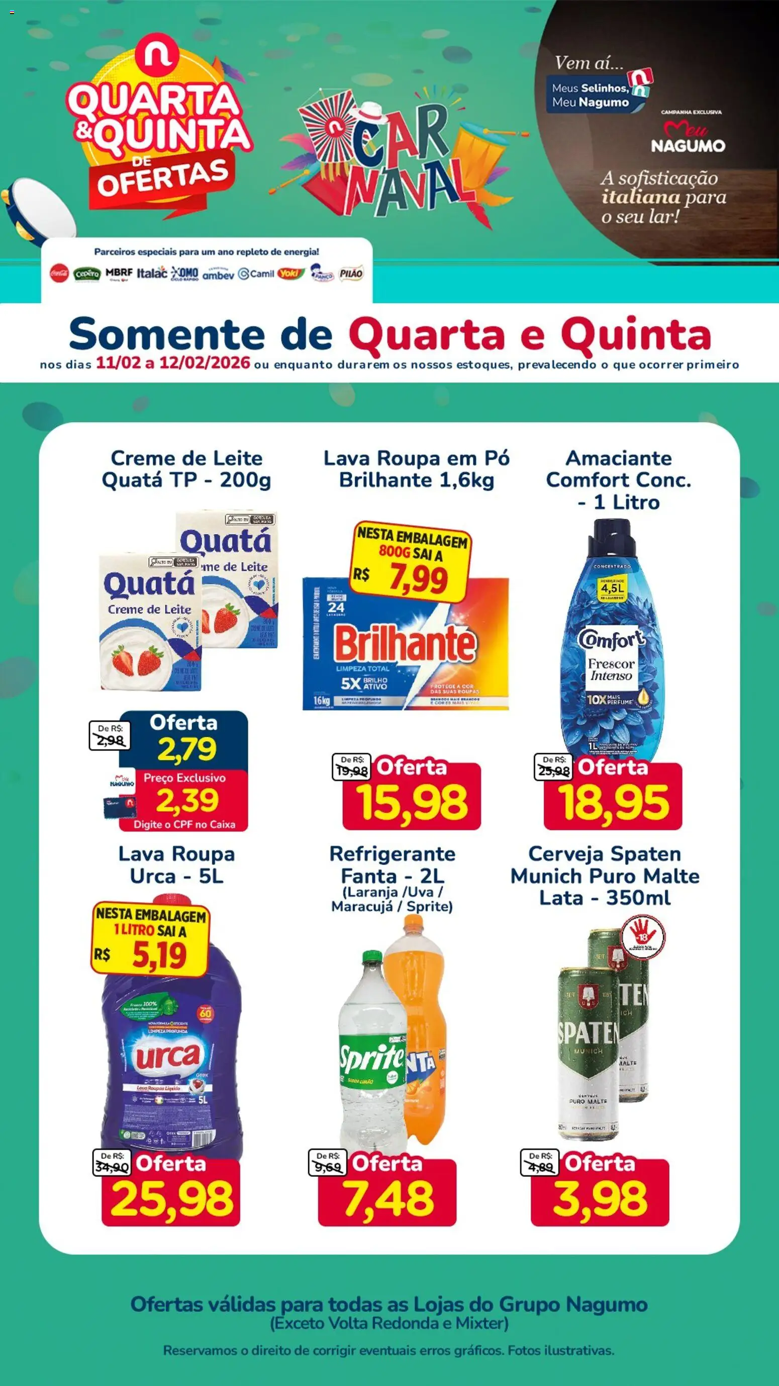 Pré-Visualização do folheto "Ofertas Quarta e Quinta" da loja Nagumo válido a partir de 11/02/2026