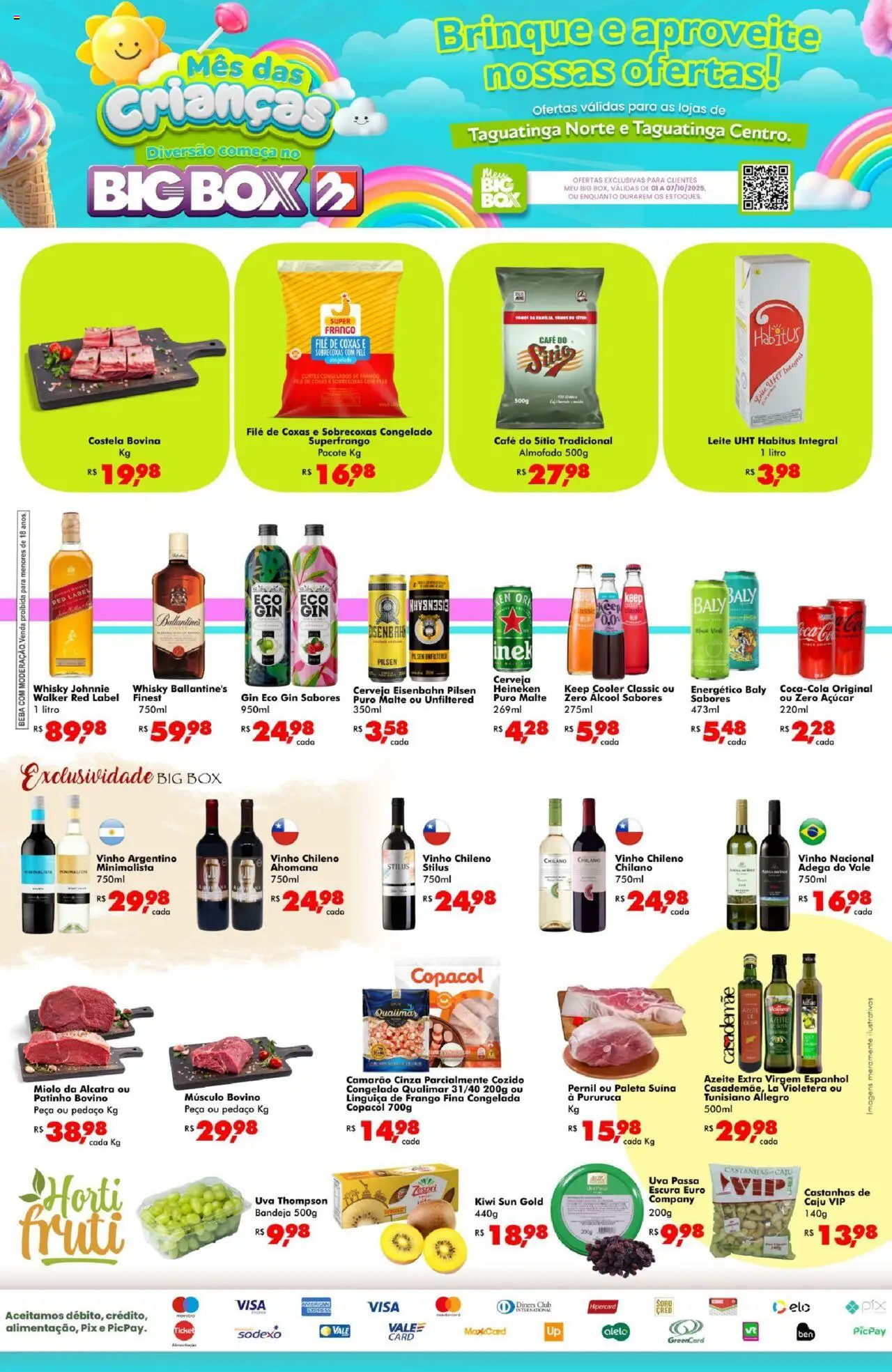 Big Box folheto "Ofertas Crianças" válido a partir de 01/10/2025 - número de página 1 - Whisky, Cooler, Castanhas, Eisenbahn, Linguiça, Pernil, Paleta suína, Ballantine’s