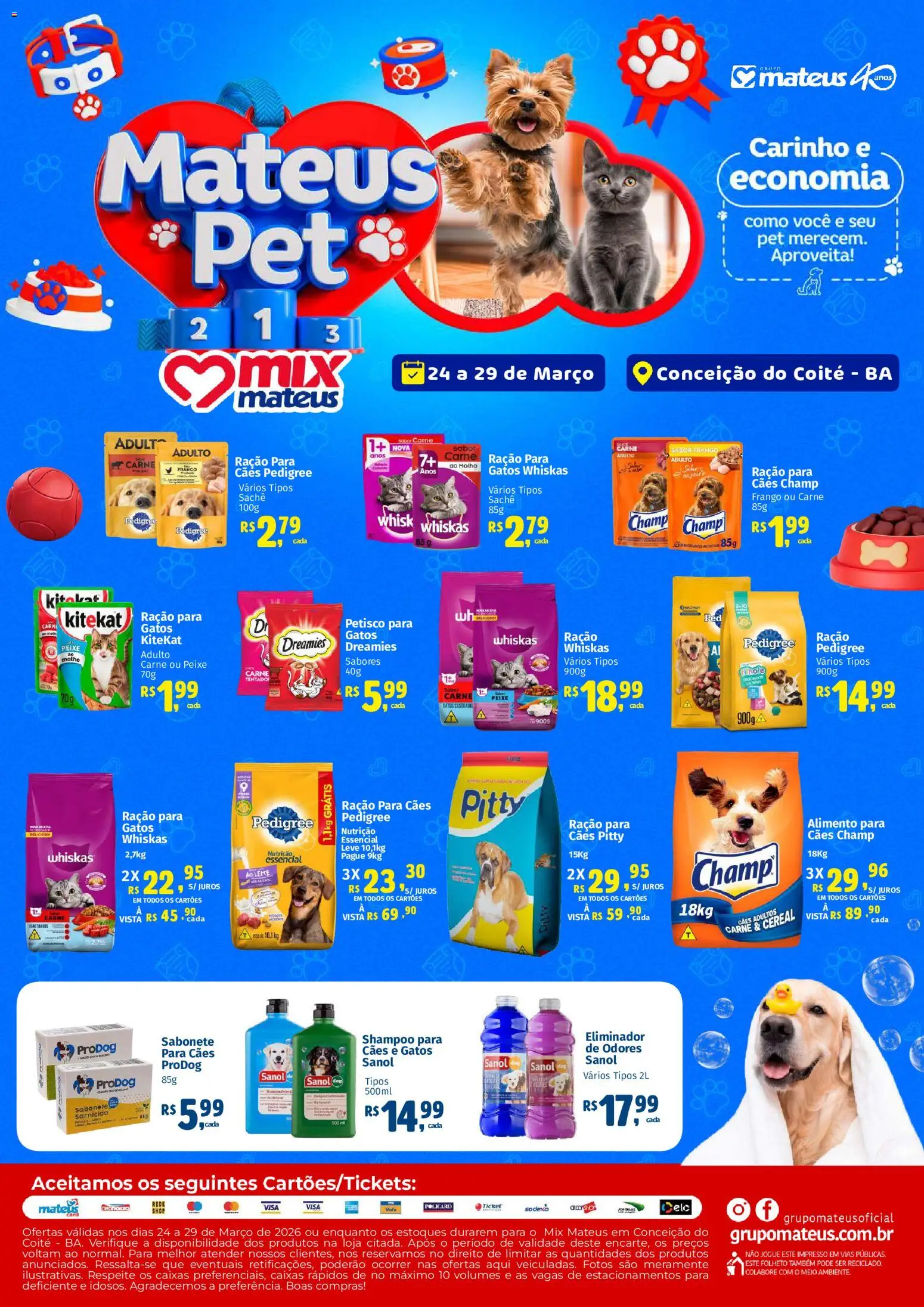 Pré-Visualização do folheto "Mateus ofertas Festival Pet" da loja Mateus válido a partir de 24/03/2026