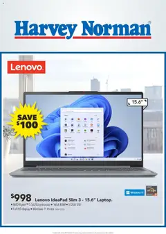 Preview of catalogue Massive stock sellout on Laptops and Accessories from shop Harvey Norman valid 25 Sept 2025