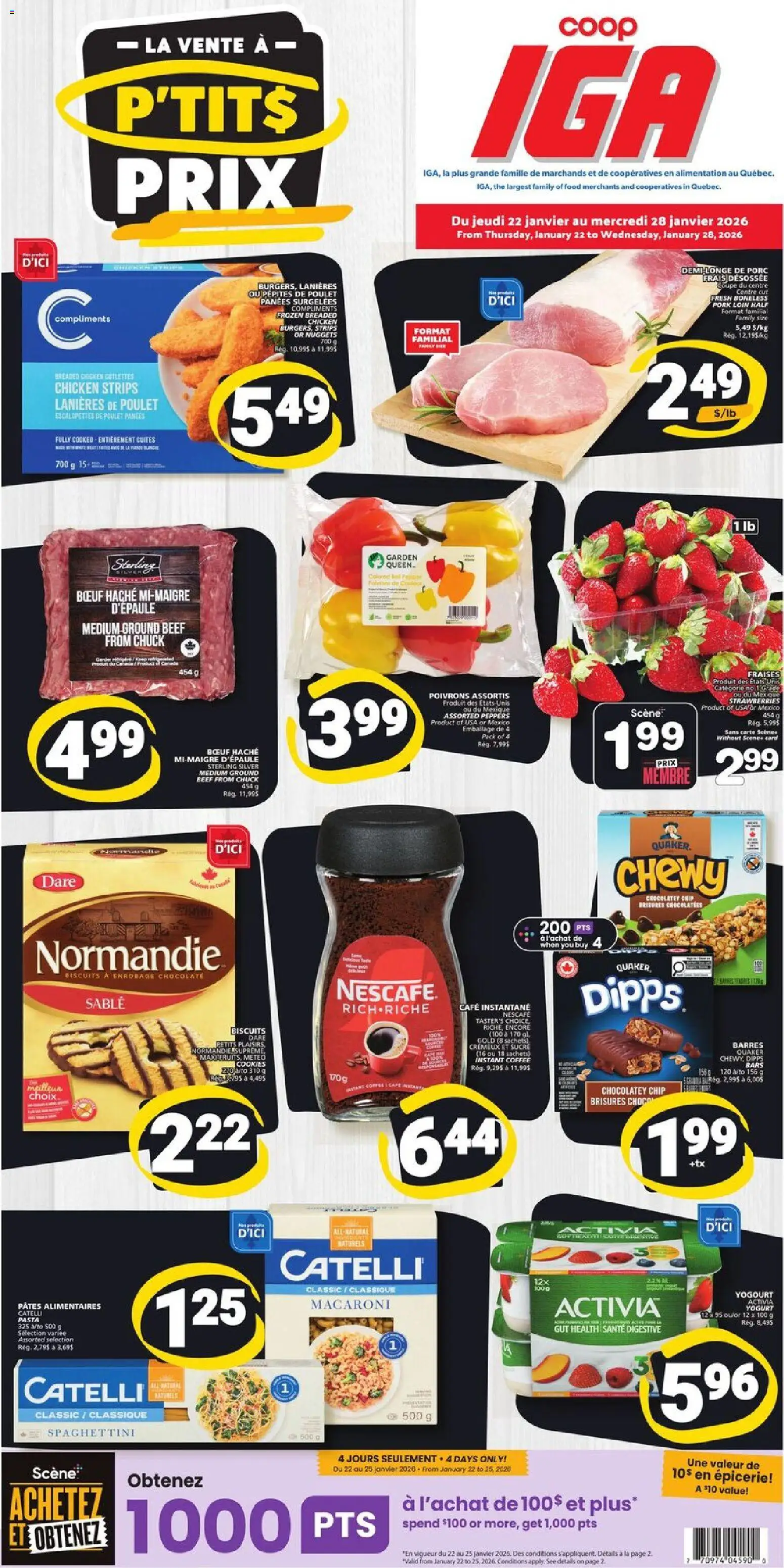Preview of leaflet Îles de la Madeleine from shop IGA is valid from Jan 22, 2026 - Food, Cookies, Yogurt, Biscuits, Beef, Strips, Instant coffee, Sachets